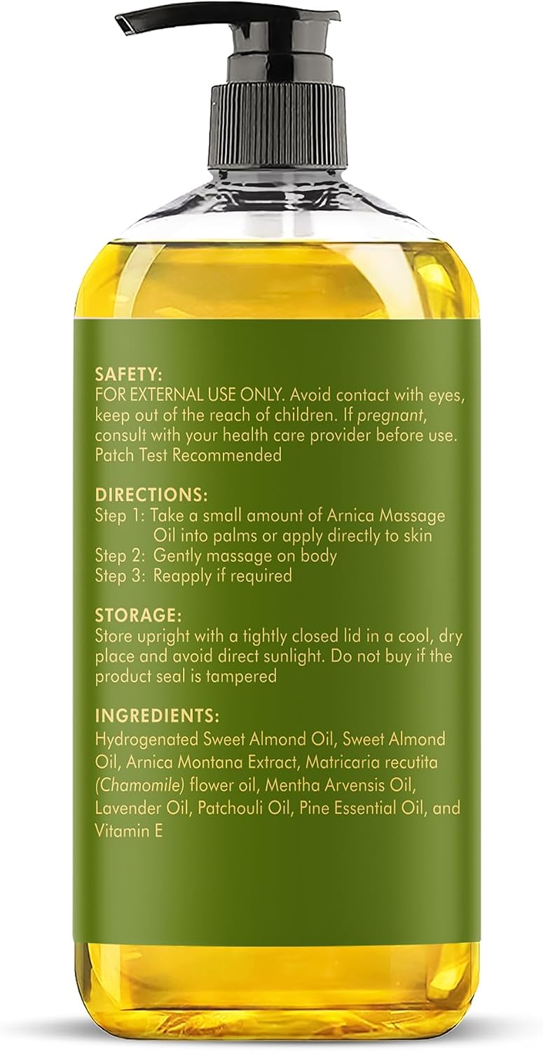 Majestic Pure Arnica Massage Oil, Relaxing Body Oil, 8 Fl Oz | 100% Natural Oil Ideal for post-workout body rubs; smooth glide absorbs fast, leaves skin soft, hydrated, never greasy. - Image 8