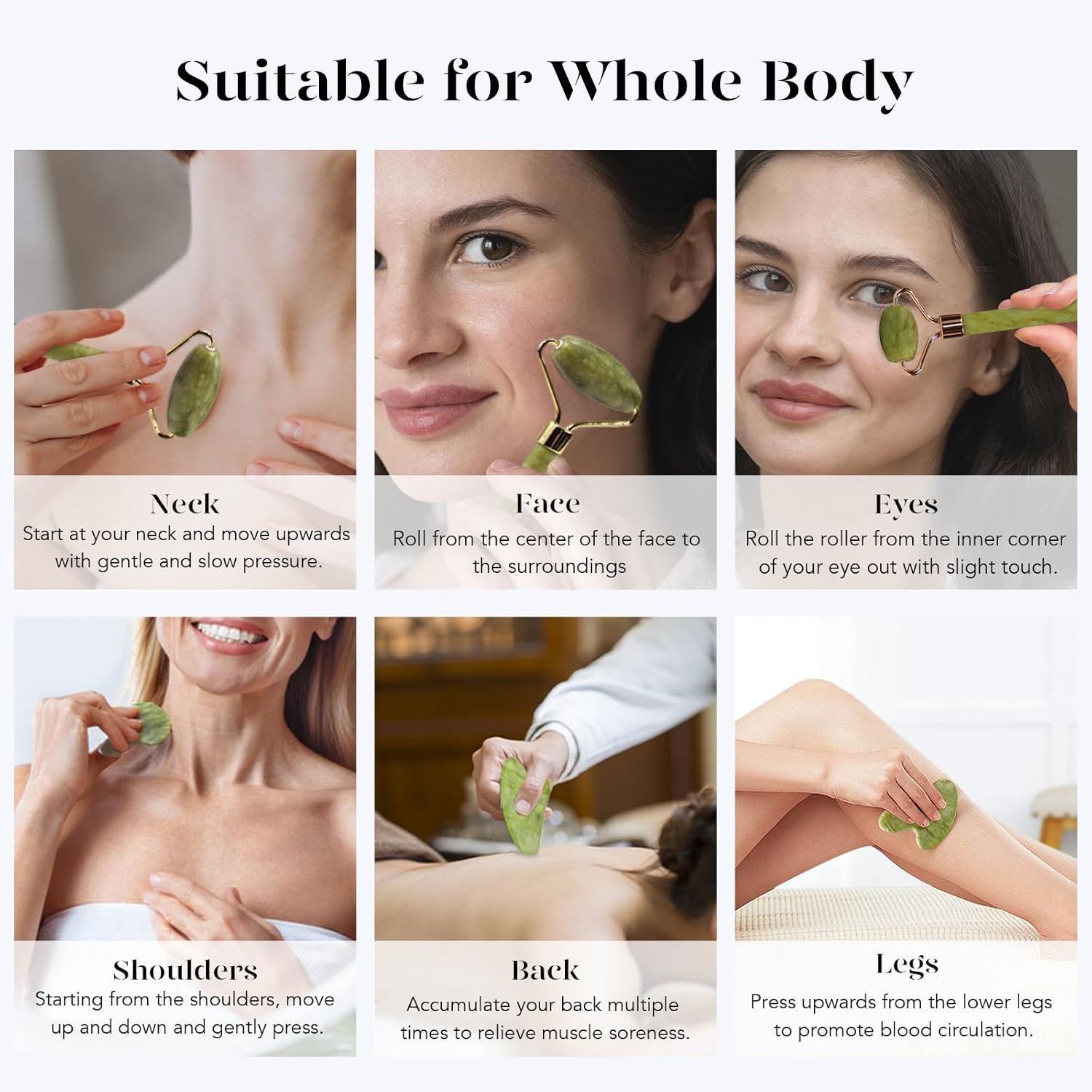 BAIMEI IcyMe Gua Sha & Jade Roller Set for Facial Sculpting and Relaxation | Cooling Face Roller & Guasha Tool for Face Depuffing & Jawline Definition, Beauty Skin Care Tool Gifts for Women–Green - Image 6