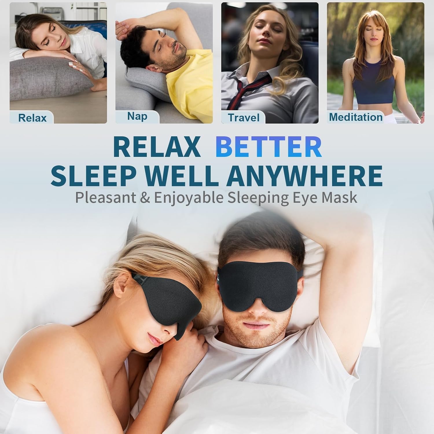 ZGGCD Sleep Mask for Side Sleeper, Light Blocking Eye Mask for Women Men | 3D Contoured Night Blindfold, Luxury Sleeping Eye Cover, Adjustable Strap, Eyeshade for Travel Nap, Flight Essentials, Black - Image 7