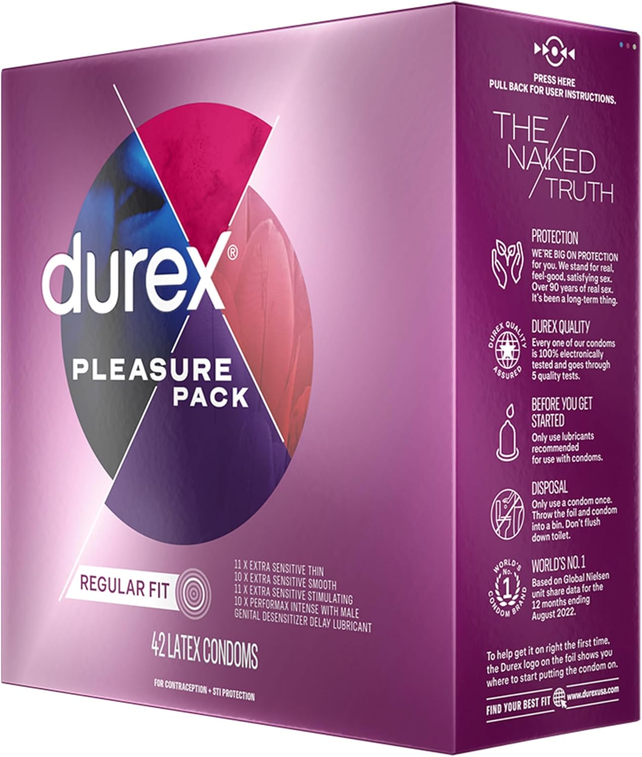 Durex Pleasure Pack Assorted Thin Condoms, Exciting Mix of Sensation and Stimulation, Lubricated Natural Rubber Latex Condoms for Men, 42 Count - Image 15