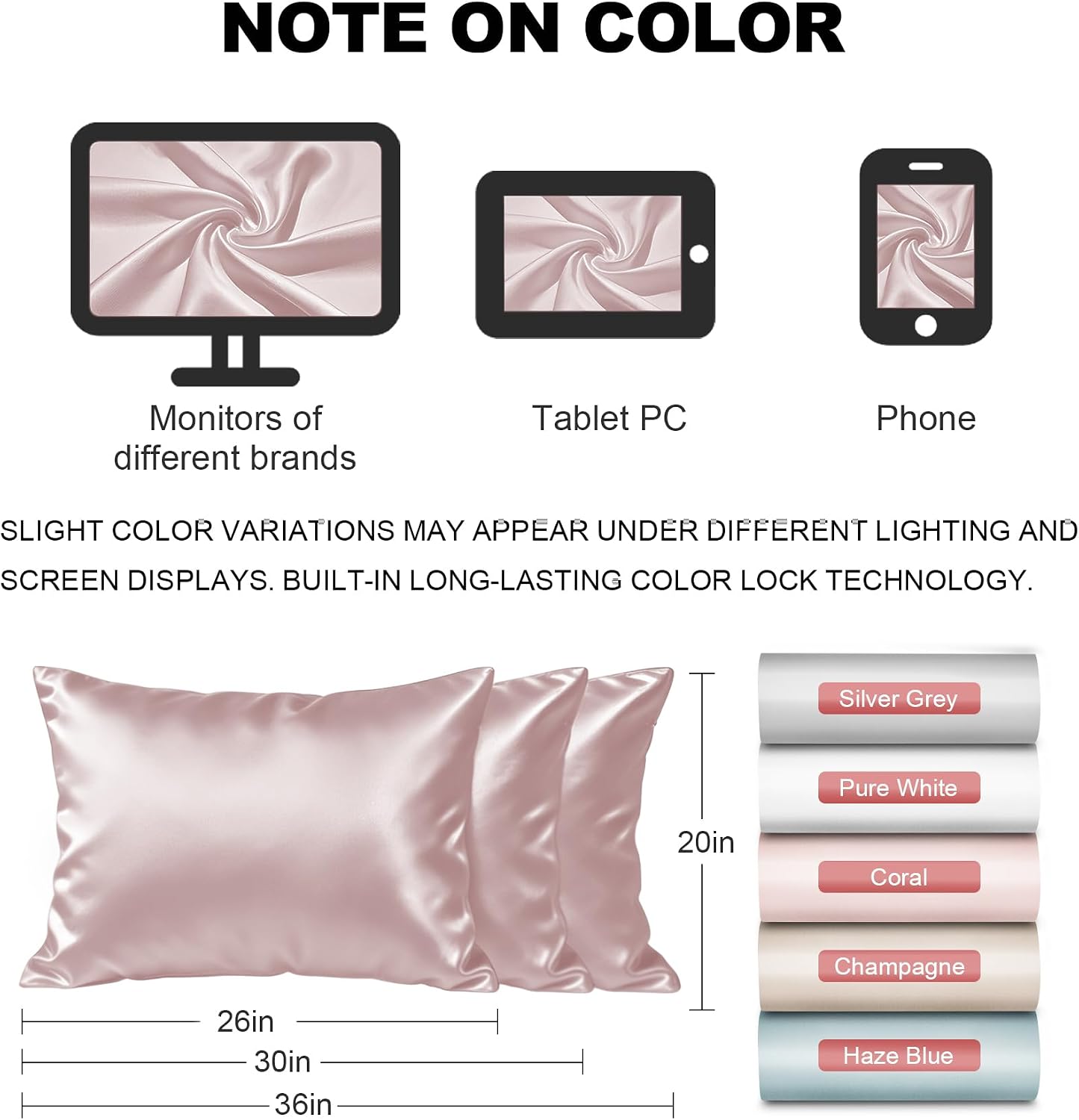 LYSHIN Pink Silk Pillowcase Standard Size with Hidden Zipper | 19 Momme Mulberry Silk Pillow Cases for Skin and Hair, Anti-Acne, Hypoallergenic, Cooling, Beauty Sleep, Gifts for Women - Image 7