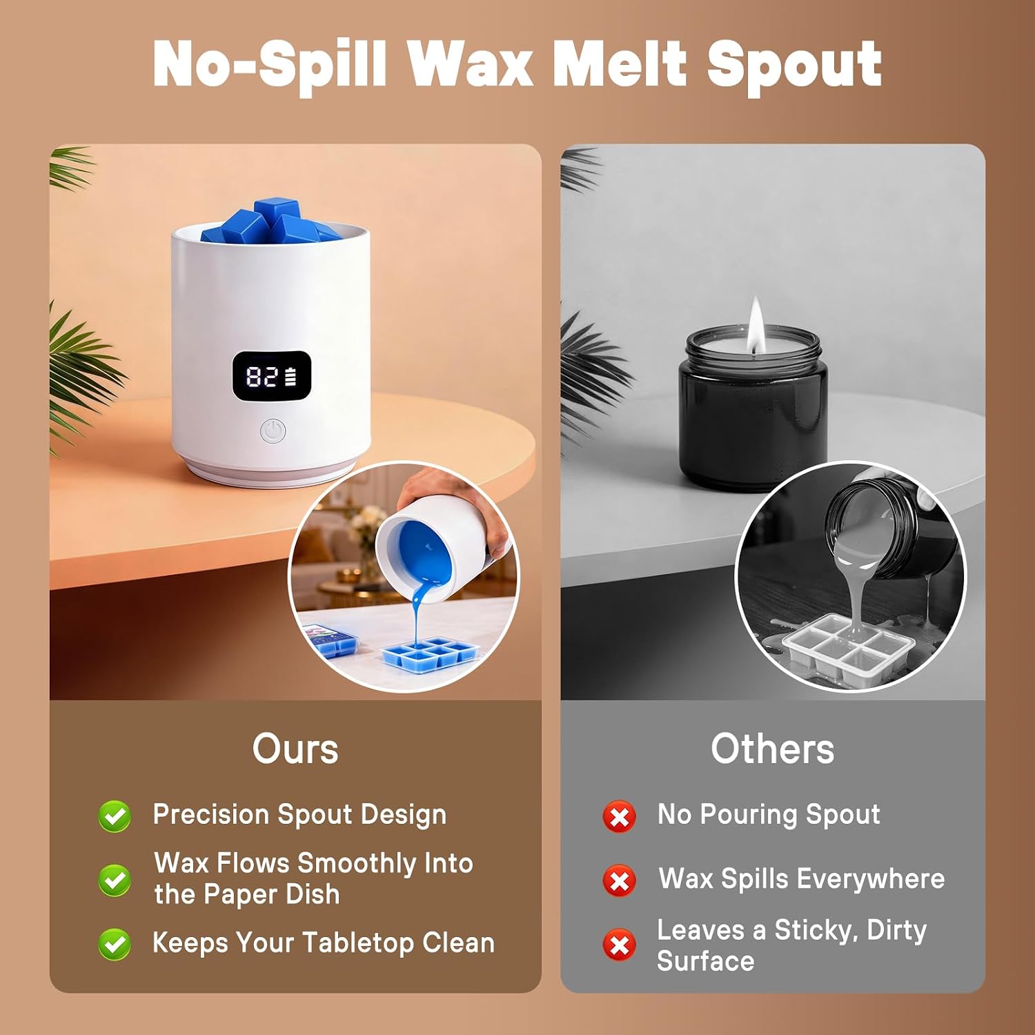 Cordless Wax Melt Warmer - 20000mAh Wax Warmer Rechargeable Wax Melter Candle Warmer - Fragrance Warmer, Easy-Pour Spout - for Bedroom Bathroom Office Gifts & Decor - Image 6