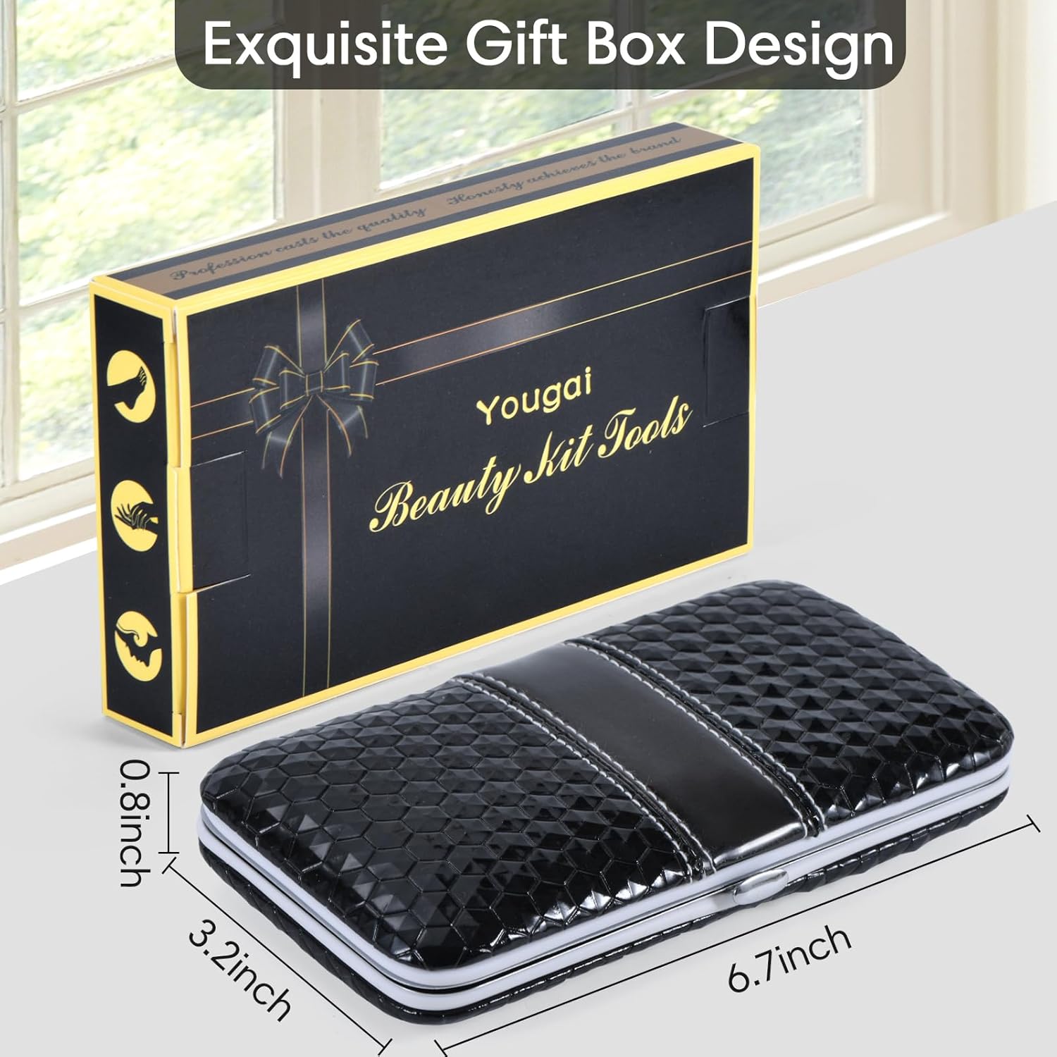 Yougai Manicure Set 18Pcs Stainless Steel Nail Clippers Set with Case Black | Professional Manicure Kit, Fingernail Toenail Cutters for Men & Women, Pedicure Kit Foot Care, Gift for Family & Friends - Image 7
