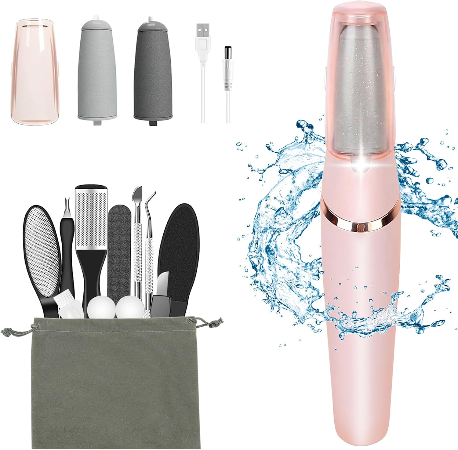 Electric Callus Removers for Feet, Haootadiy Electric Foot Callus Remover Pedicure Kits Rechargeable with12 in 1, Removes Dry Skin for Smoother Feet, Foot Care for Dead Skin Ideal Gift, Assorted - Image 9
