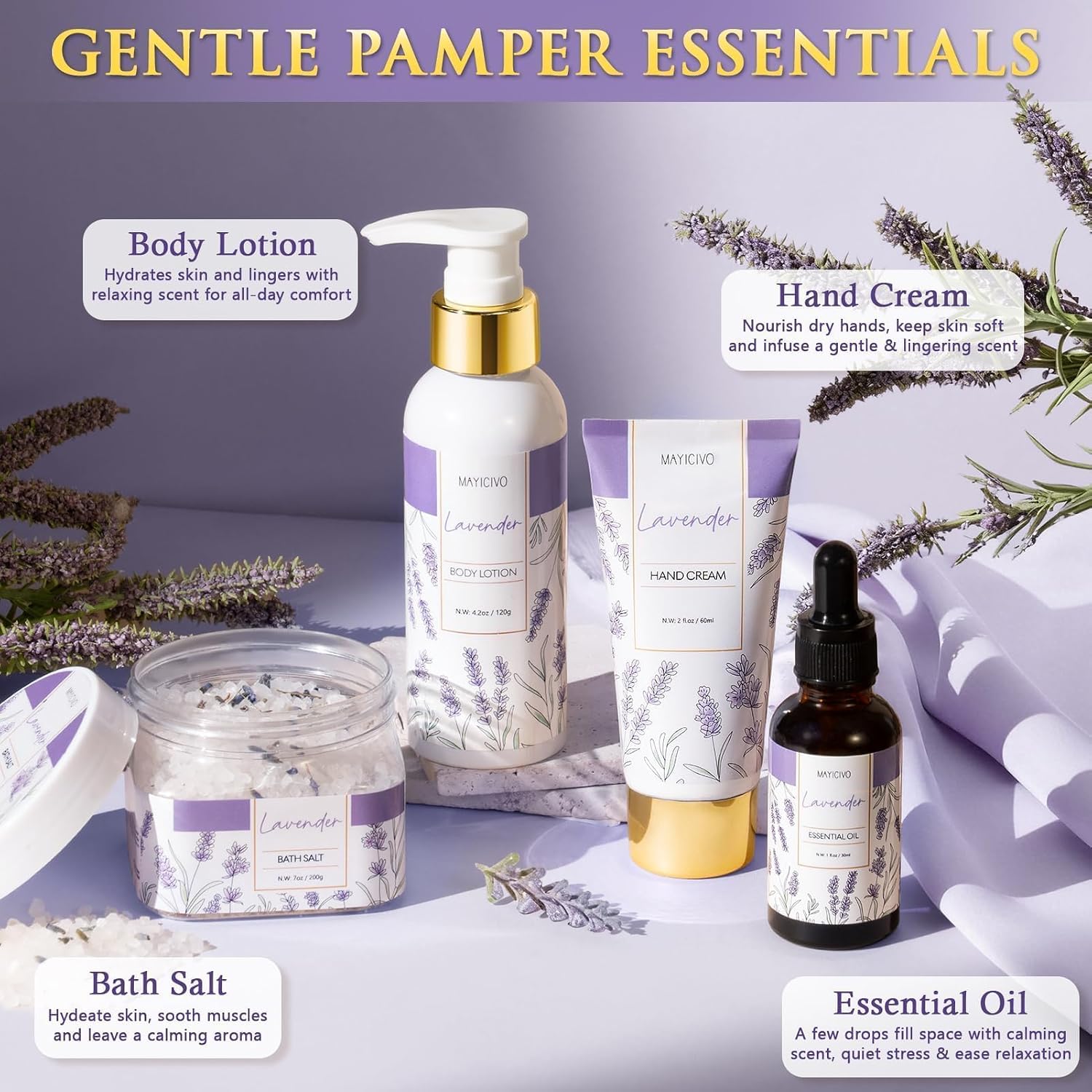 Birthday Gifts for Women Spa Gift Baskets Bath Set for Women Self Care Kit | Lavender Home Bath and Body Kit Spa Care Package, Christmas Anniversary Gifts for Women Mom Her Wife Girlfriend Friend Sister - Image 5