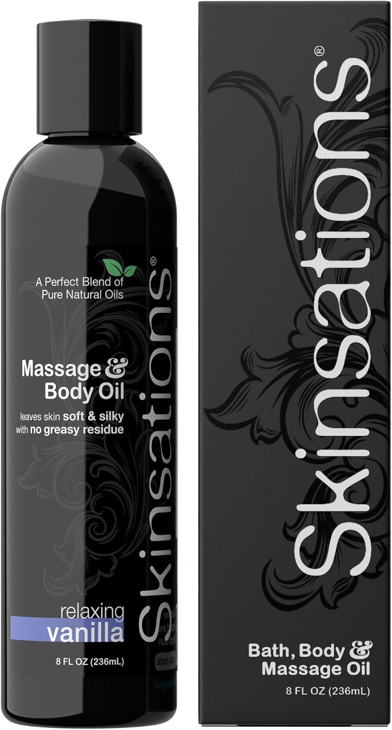 – Vanilla Massage Oil for Couples – Relaxing Aromatherapy Body Oil for Massage Therapy – Sweet Almond, Coconut, Jojoba & Grapeseed Blend - 8oz