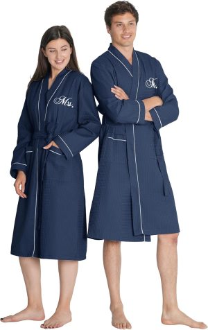 AW BRIDAL Mr and Mrs Waffle Knit Ro...