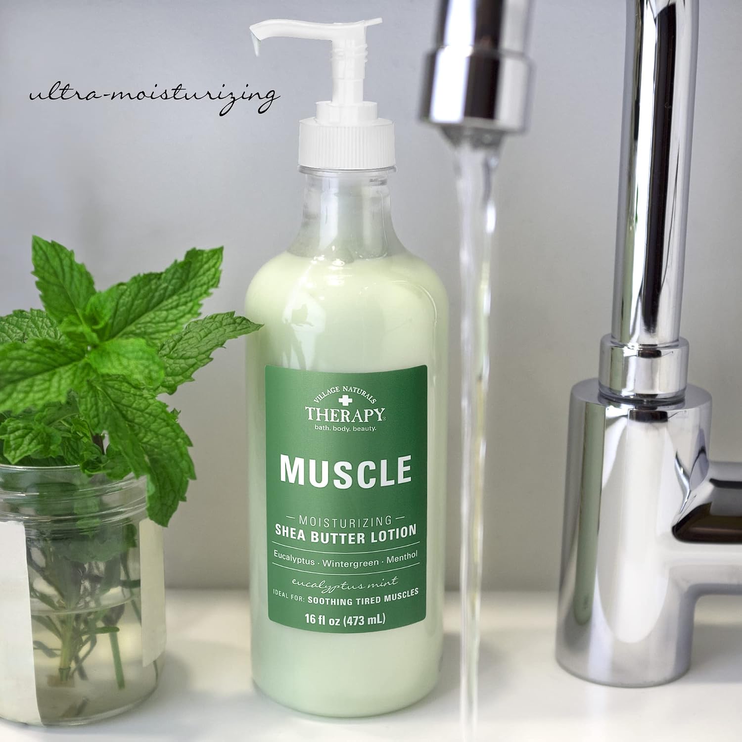 Village Naturals Therapy Muscle Shea Butter Lotion, Eucalyptus Mint Scent, 16 fl oz, Pack of 3 - Image 4