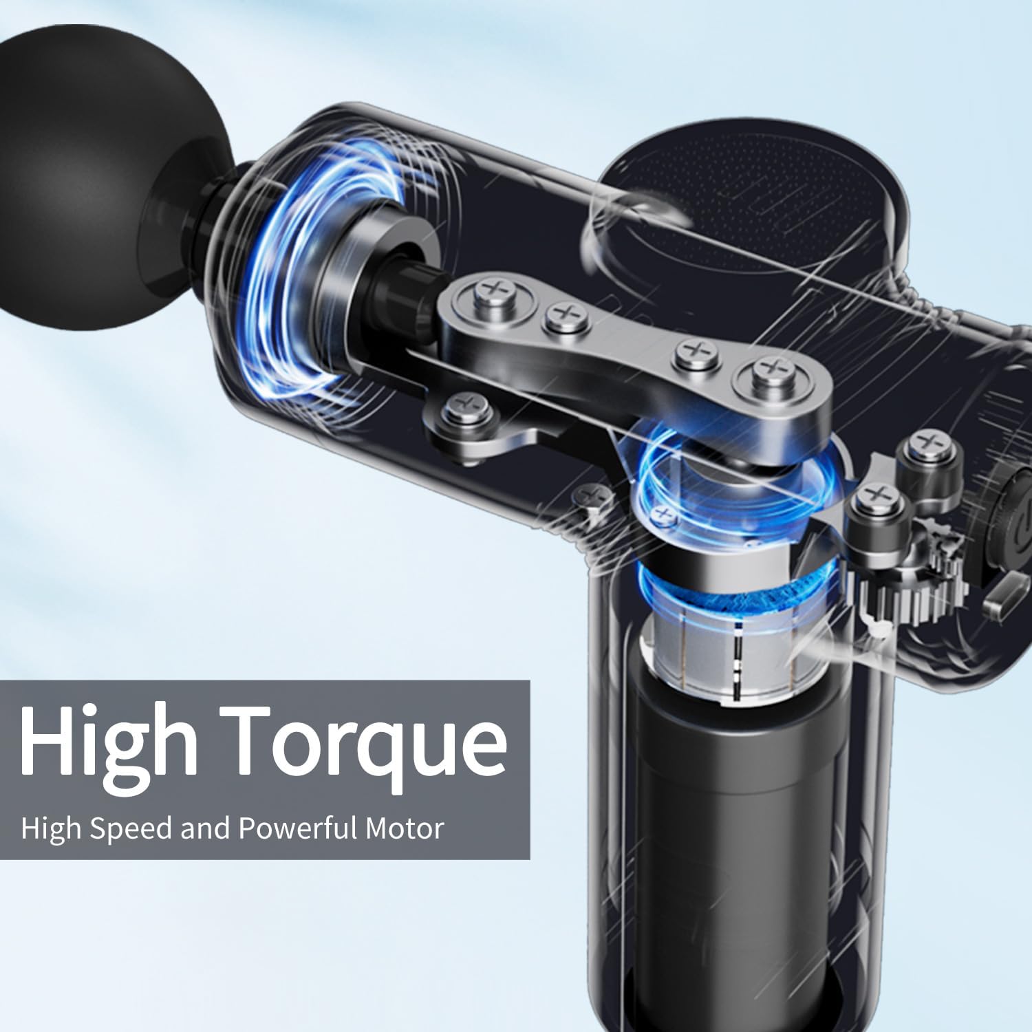 Massage Gun Deep Tissue Mini Muscle Massager for Pain Relief, Blue | Small Portable Handheld Massager Gun, Back and Neck Massager for Pain Relief, 6 Speed & 4 Heads, Birthday Gifts for Men Dad - Image 2