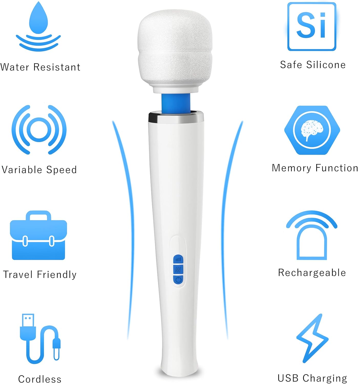 Therapeutic Cordless Massager - Powerful Massage Tool Handheld 8 Speeds 20 Patterns - Rechargeable Hand Massagers for Sore Muscles - Hand Held Massage Tool for Neck & Back - Image 3