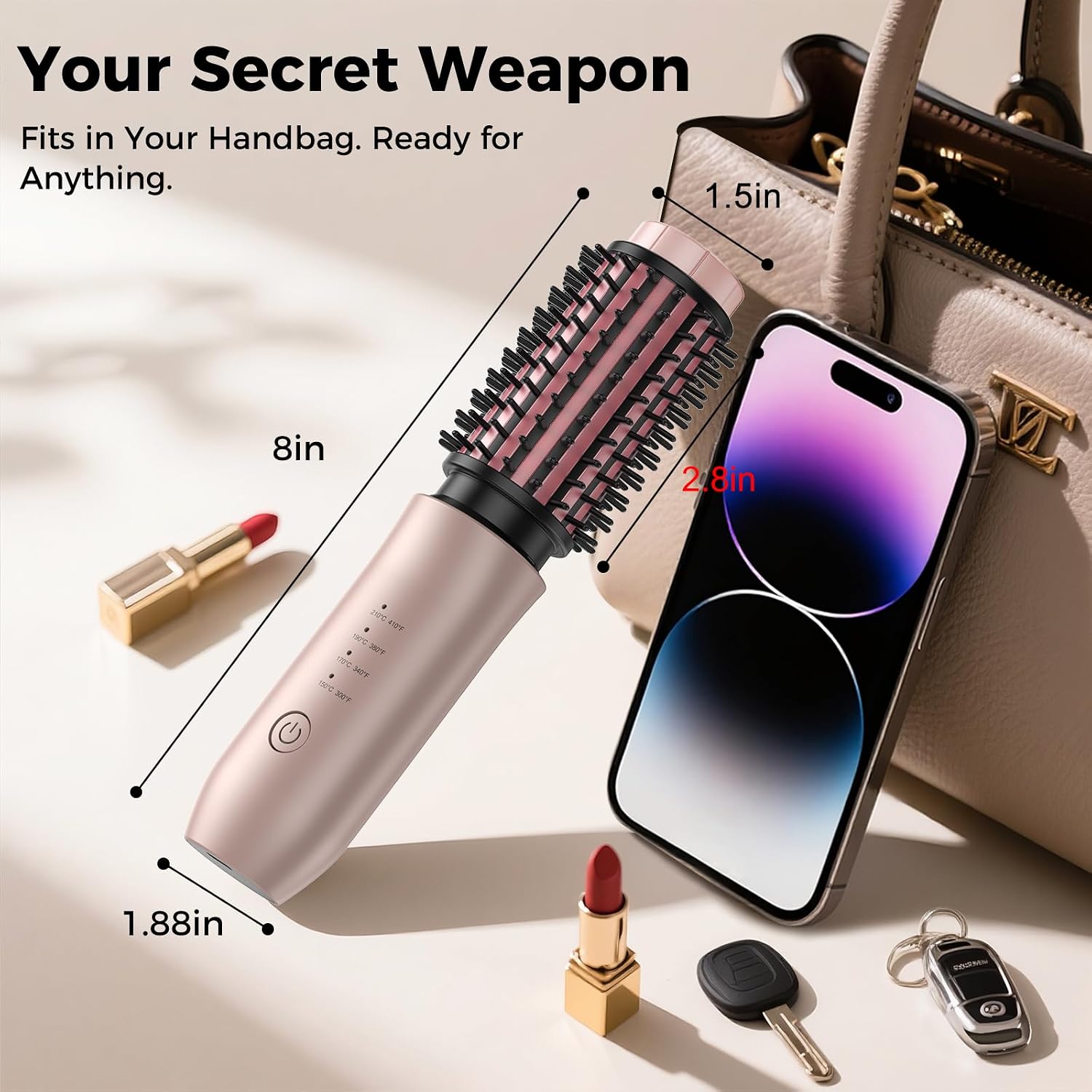 CARESKY® Cordless Curling Iron Brush, Rechargeable Battery Curling Iron with 200 Million Negative Ions, Portable Travel Curling Iron Brush, Cordless Heated Round Hair Curler Brush for Styles,Touch-Up - Image 7