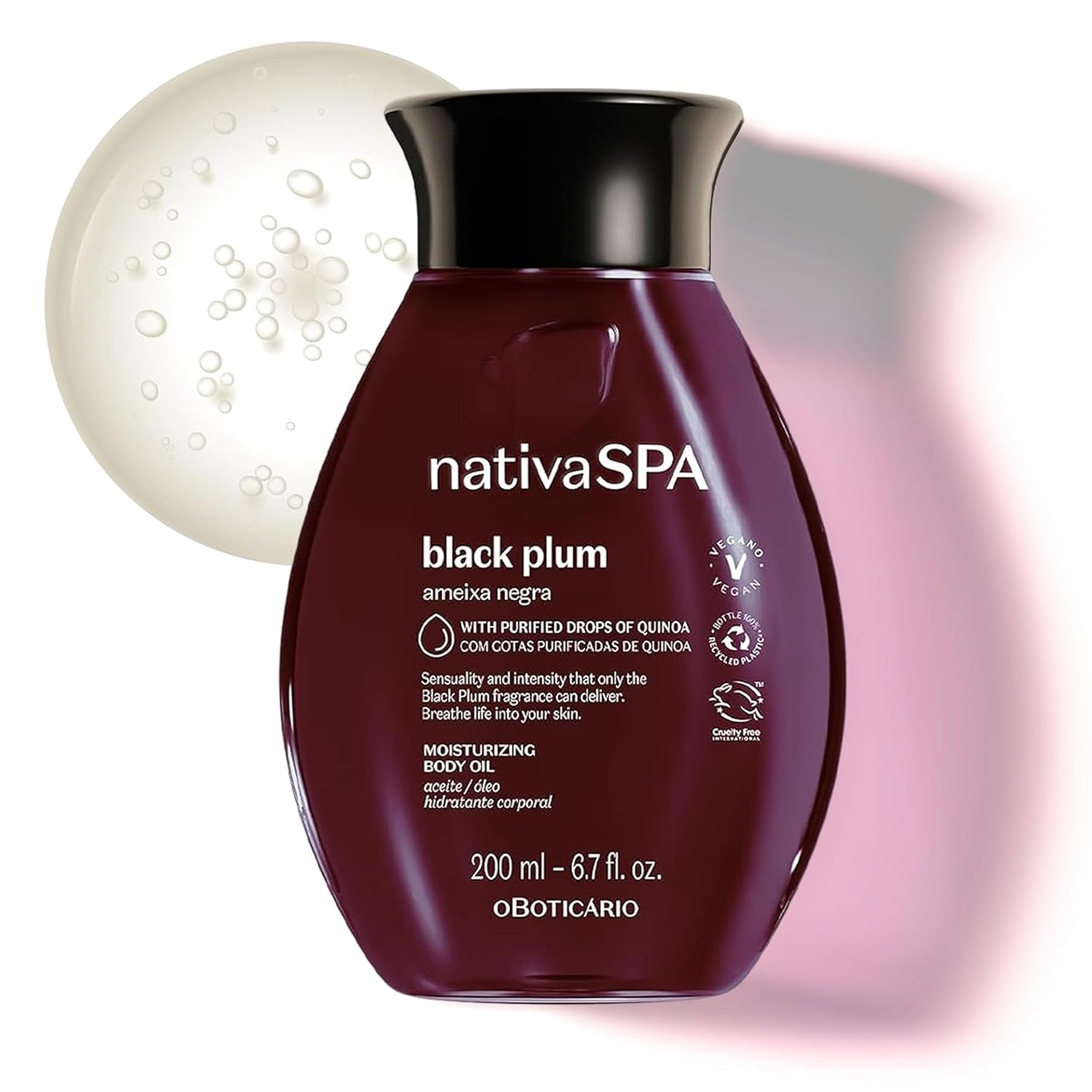 Nativa SPA Brazilian Body Oil - 6.7 oz, Moisturizing & Firming Black Plum | Hydrating Body Oil for Dry Skin & Revitalizing, Vegan & Cruelty-Free Skincare