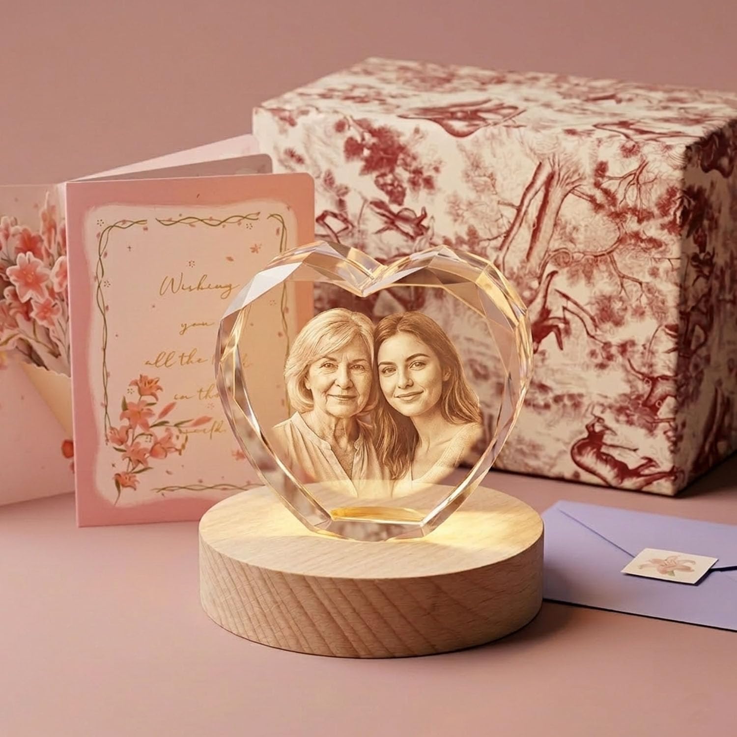3D Crystal Photo, Personalized Gifts for Mom, Women, Wife, Her, Him, Men, Husband, Grandma, Customized Gifts with You Own Photo for Mothers Day Engagement Anniversay Birthday Christmas Valentines Day - Image 3