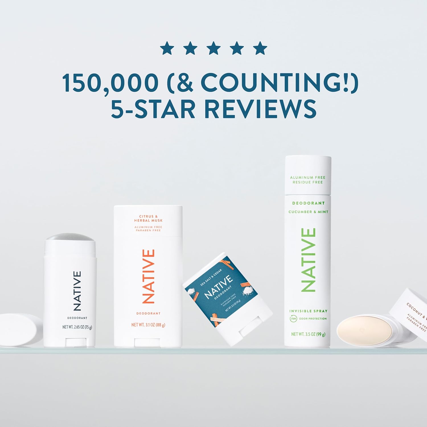 Native Deodorant Contains Naturally Derived Ingredients, 72 Hour Odor Control, Deodorant for Women and Men, Aluminum Free, Sea Salt & Cedar 2.65oz - Image 8