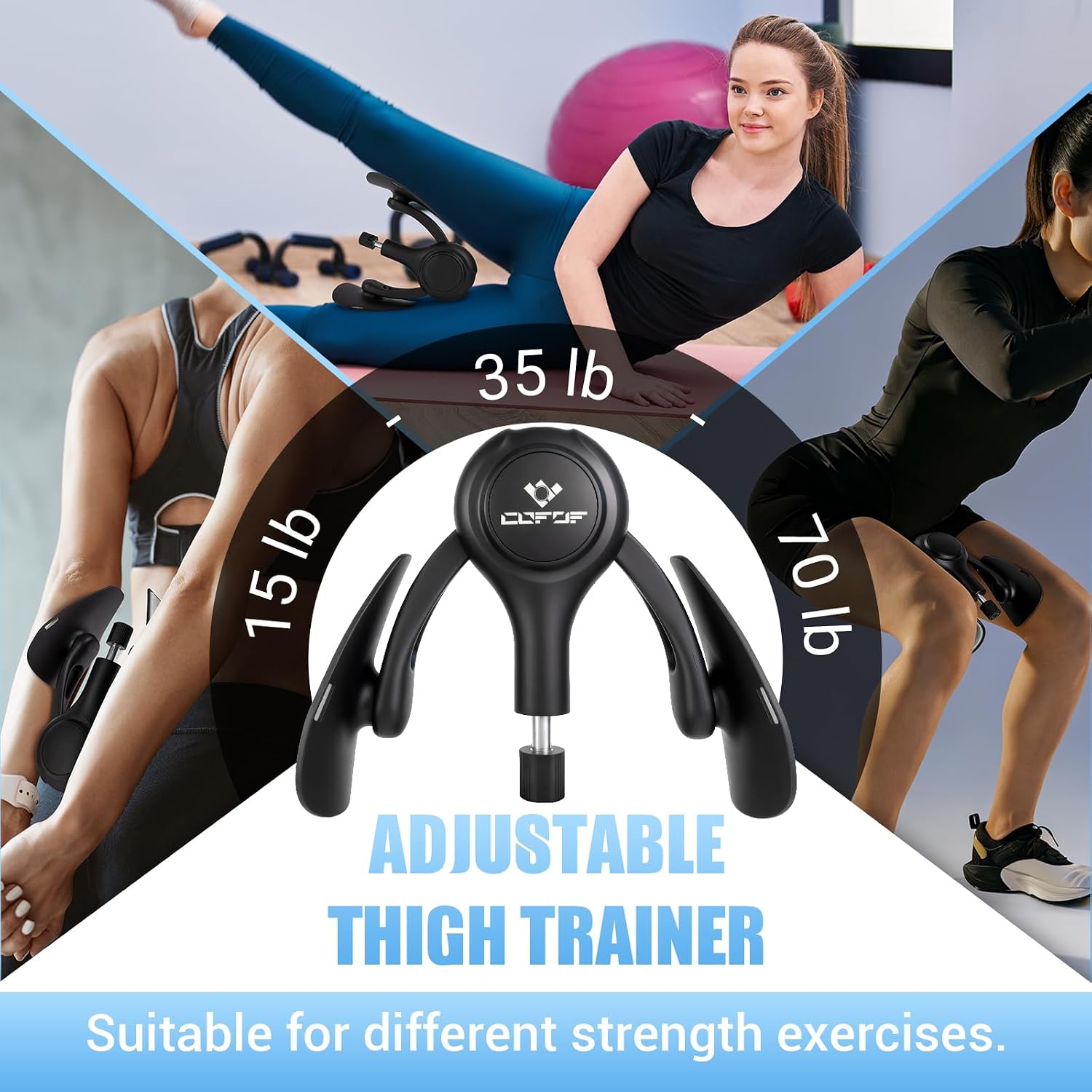 Thigh Trainer, 15-70LB Adjustable Resistance Inner Thigh Exerciser with Bag | Pelvic Floor Muscle Repair, 360° Rotating with TPE Protective Pad, Kegel Exercise for Shaping, Yoga & Weight Loss at Home Gym - Image 2