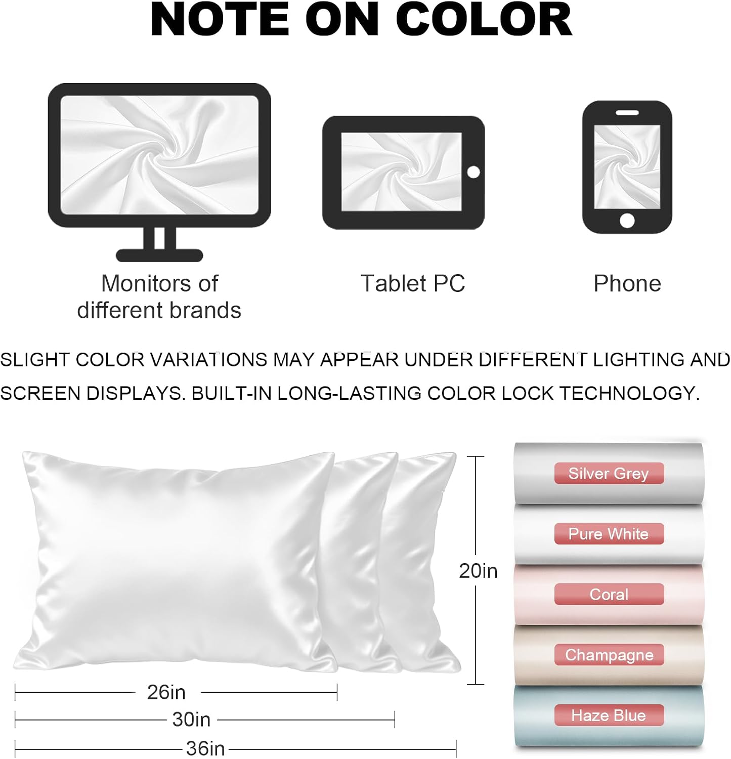 LYSHIN White Silk Pillow Cases Standard Size with Hidden Zipper | 19 Momme Mulberry Silk Pillowcase for Skin and Hair, Anti-Acne, Hypoallergenic, Cooling, Beauty Sleep, Gifts for Women - Image 7
