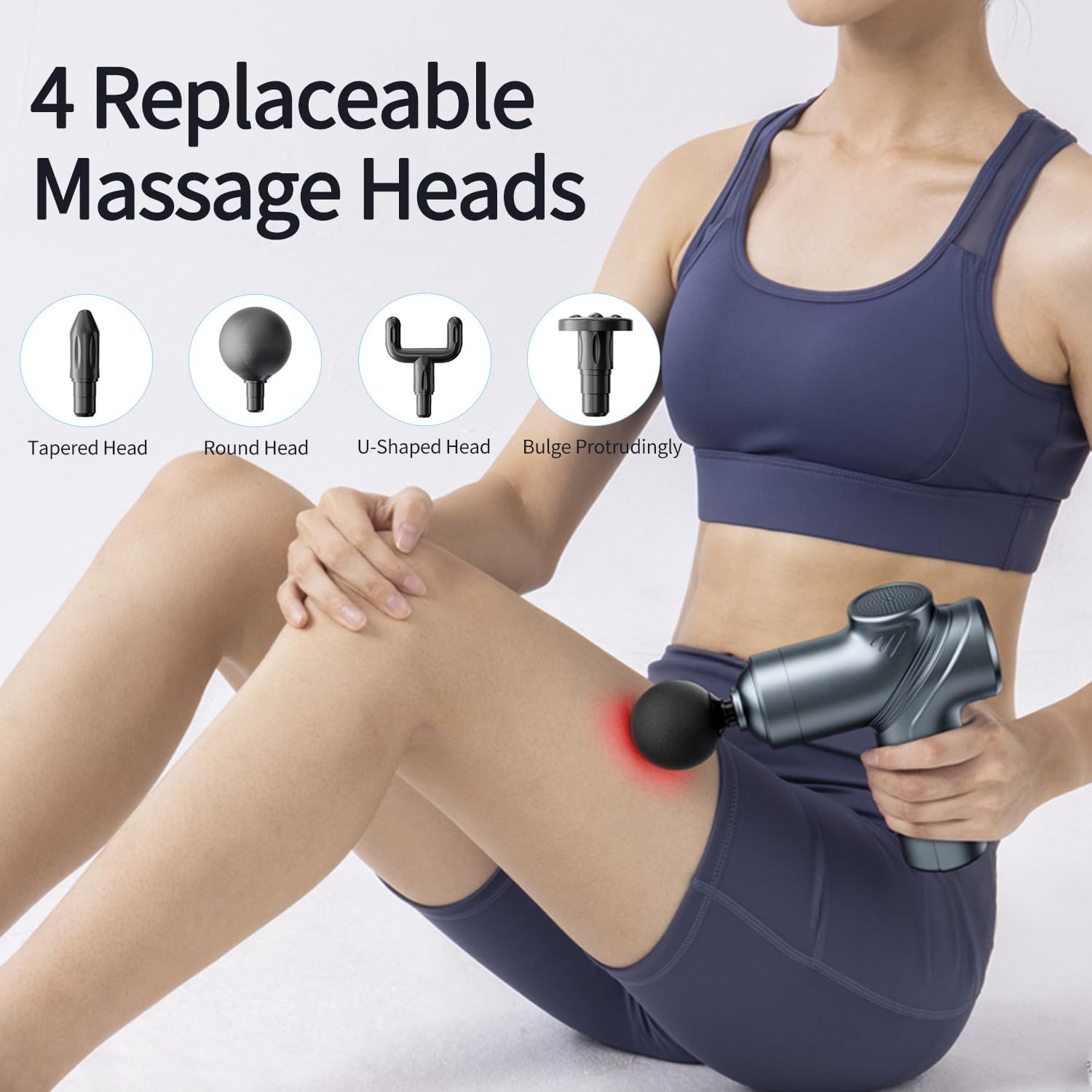 Massage Gun Deep Tissue Mini Muscle Massager for Pain Relief, Blue | Small Portable Handheld Massager Gun, Back and Neck Massager for Pain Relief, 6 Speed & 4 Heads, Birthday Gifts for Men Dad - Image 6
