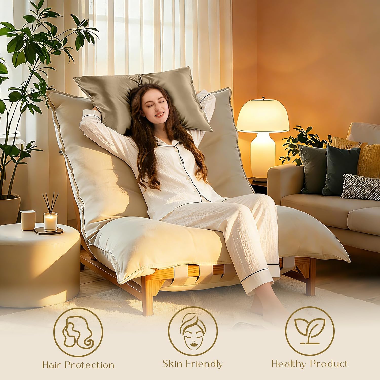 ZIMASILK 100% Pure Mulberry Silk Pillow Cases for Hair and Skin, Queen | Soft, Hypoallergenic & Smooth, Both Sides Grade 6A Silk, Hidden Zipper, Gift for Women Men, 1pc (Queen 20"x30", Taupe) - Image 3
