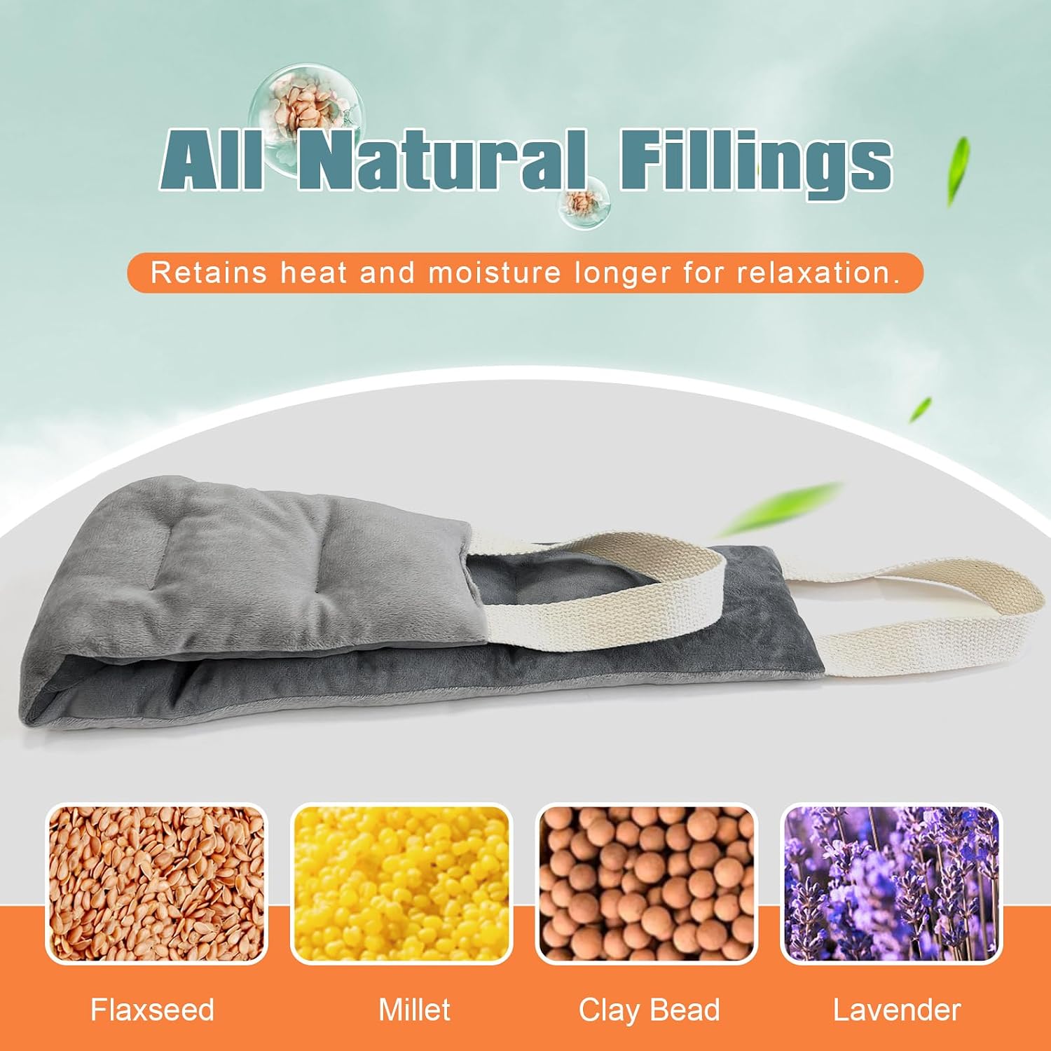 Heating Pad for Neck Shoulders and Back Microwavable Wrap Weighted Neck Warmer 32x5in Microwave Heat Wrap Rice Beanbag Lavender Scented 1.5Pounds - Image 3
