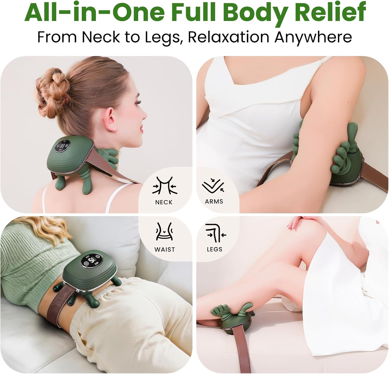 Vinid Neck Massager with Heat, Bionic Shiatsu Neck and Shoulder Massager with 4D Kneading Fingers,LCD Display & Remote Control, Neck Massager for Pain Relief Deep Tissue, Mothers Day(Green) - Image 3