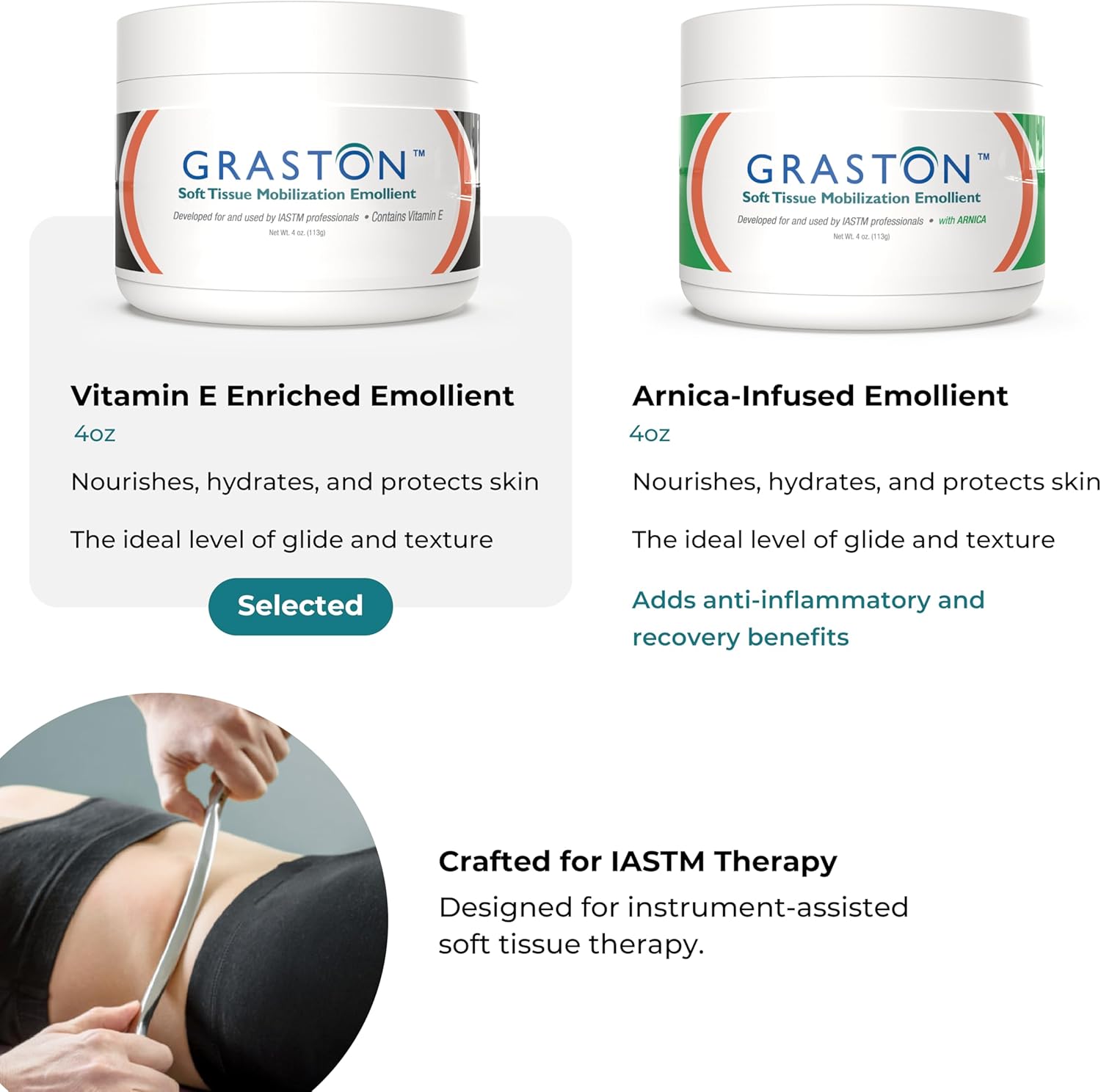 Graston Technique Vitamin E Cream, 4oz IASTM Massage Lotion, 1-Pack | Vitamin E emollient for physical therapy, massage recovery, and soft tissue mobilization - Image 4