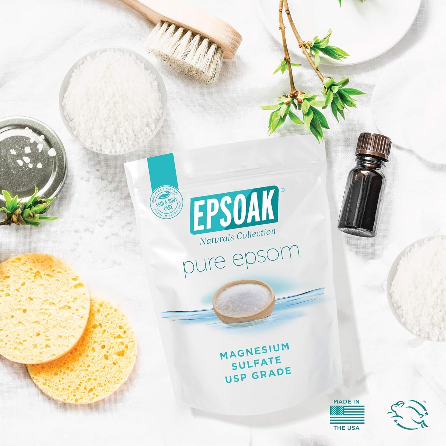 Epsoak Epsom Salt 19 lb. Magnesium Sulfate USP. Resealable Epsom Salt Bag Unscented, Made in The USA, Cruelty-Free Certified - Image 8