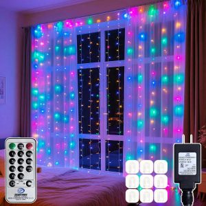 200 LED Multicolor Rainbow Curtain ...