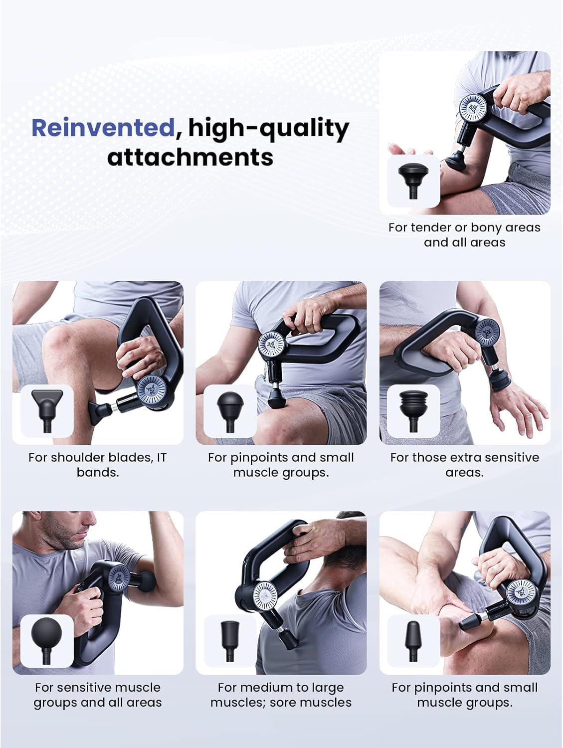 BOB AND BRAD D6 Pro Massage Gun Deep Tissue Percussion with 16mm Amplitude 85lbs Stall Force, FSA Eligible & HSA Approved Professional Muscle Massager for Athletes, Quiet Electric Back Massager - Image 6