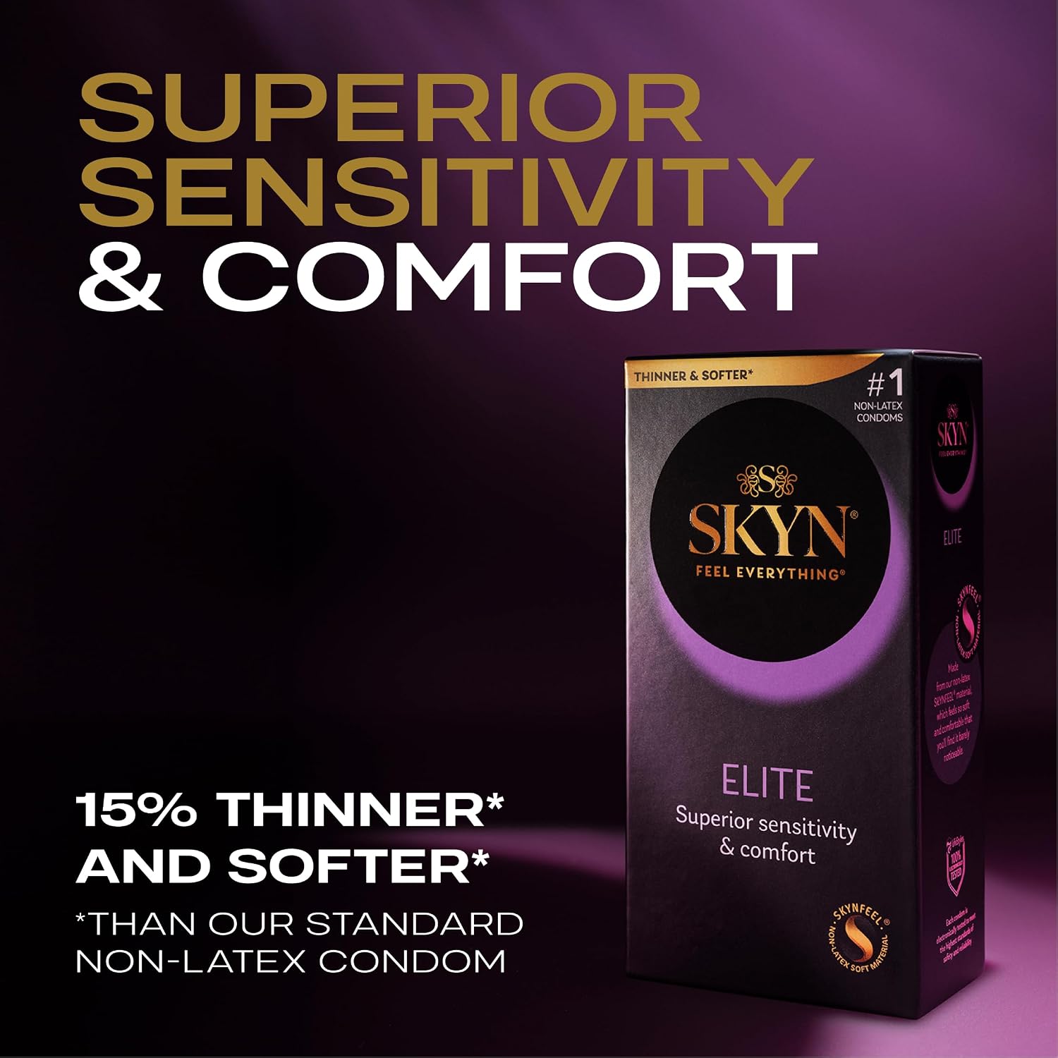 SKYN Elite Ultra Thin Lubricated Latex Free Condoms Value Pack, 46 Count - Image 6