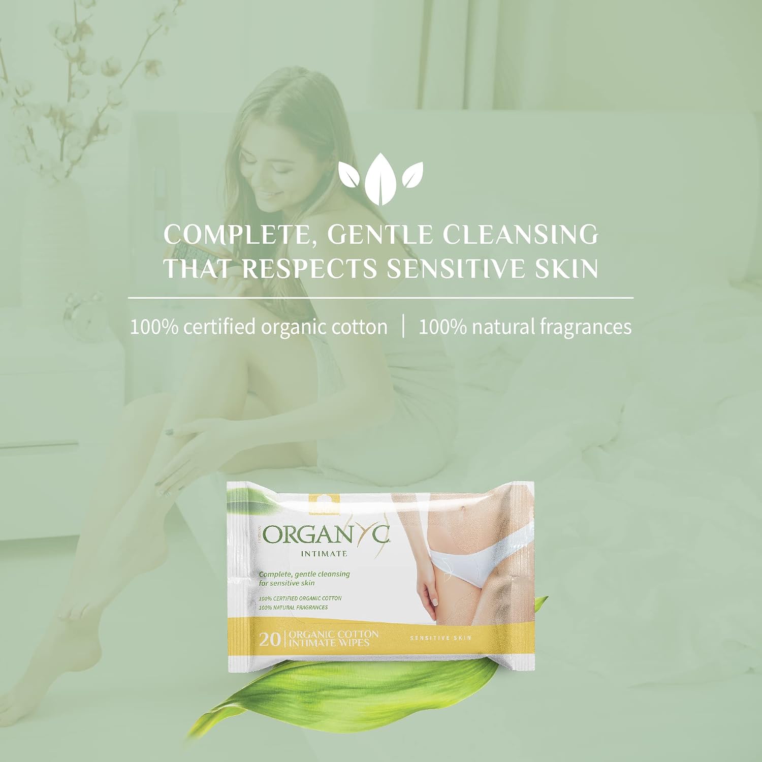 Organyc - Made with Organic Cotton Intimate Wet Wipes For Sensitive Skin, pH Balanced, No Parabens, Alcohol, or Chlorine, 20 Count (Pack of 1) - Image 6