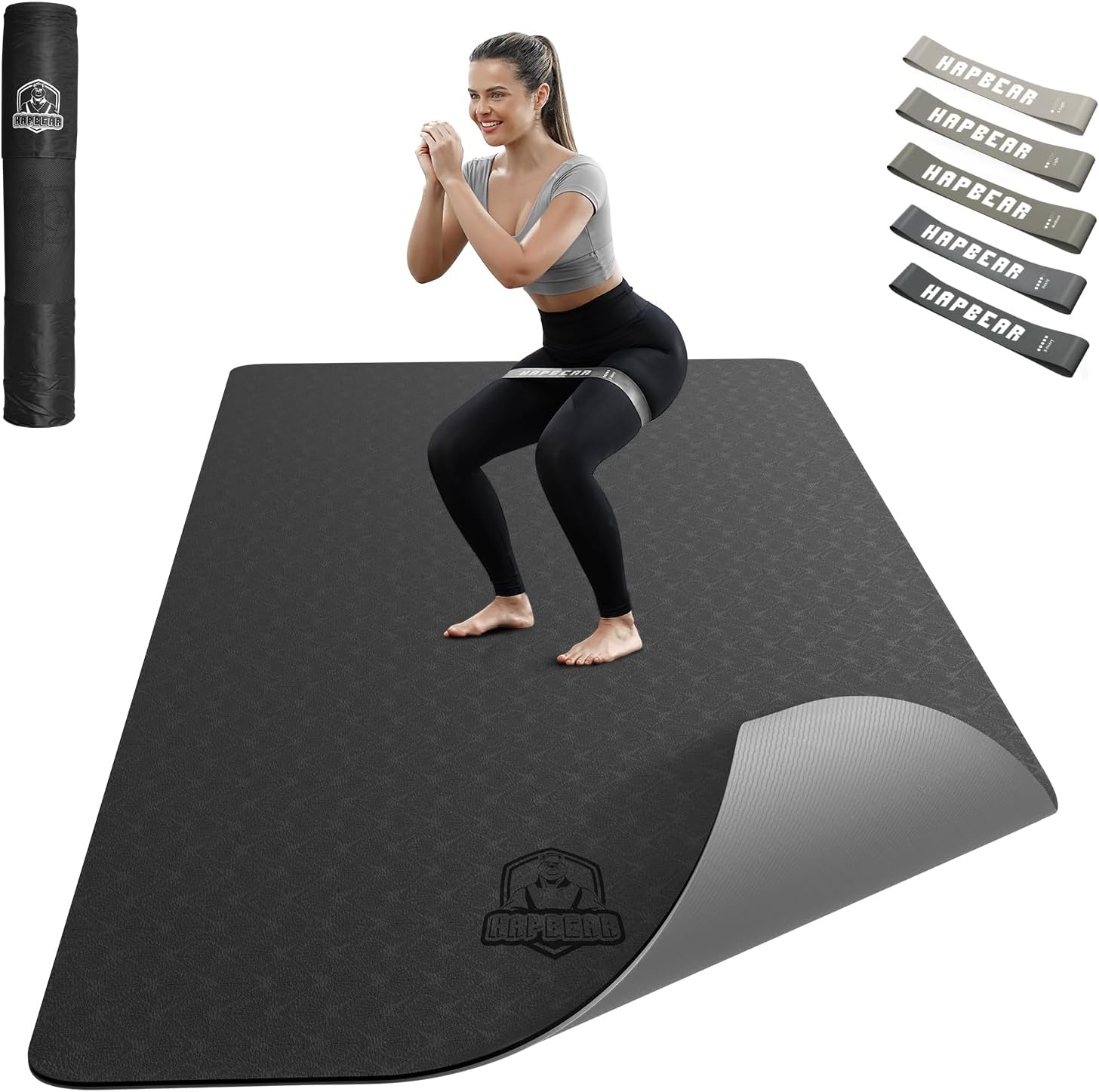 HAPBEAR Large Yoga Mat - 72"x36"x6mm (1/4 inch), Extra Wide Non-Slip Exercise Mat for Home Workout, Yoga, Pilates & Stretching, Durable, Includes Carry Bag