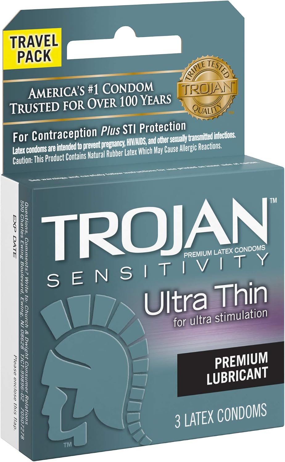 Trojan Sensitivity Ultra Thin Lubricated Condoms (Pack of 1) 3 Count - Image 2