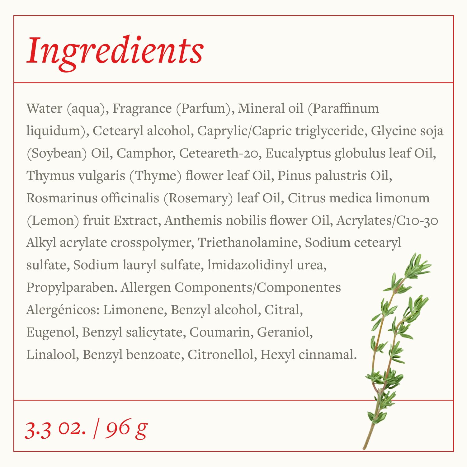 Swiss Just - Thyme Tomillo - Massage Cream - Camphor Eucalyptus Oils - 96 g | With Rosemary, Pine And Chamomile Oils, Smooth Texture, Ideal For Massage And Daily Body Care Routine - Image 6