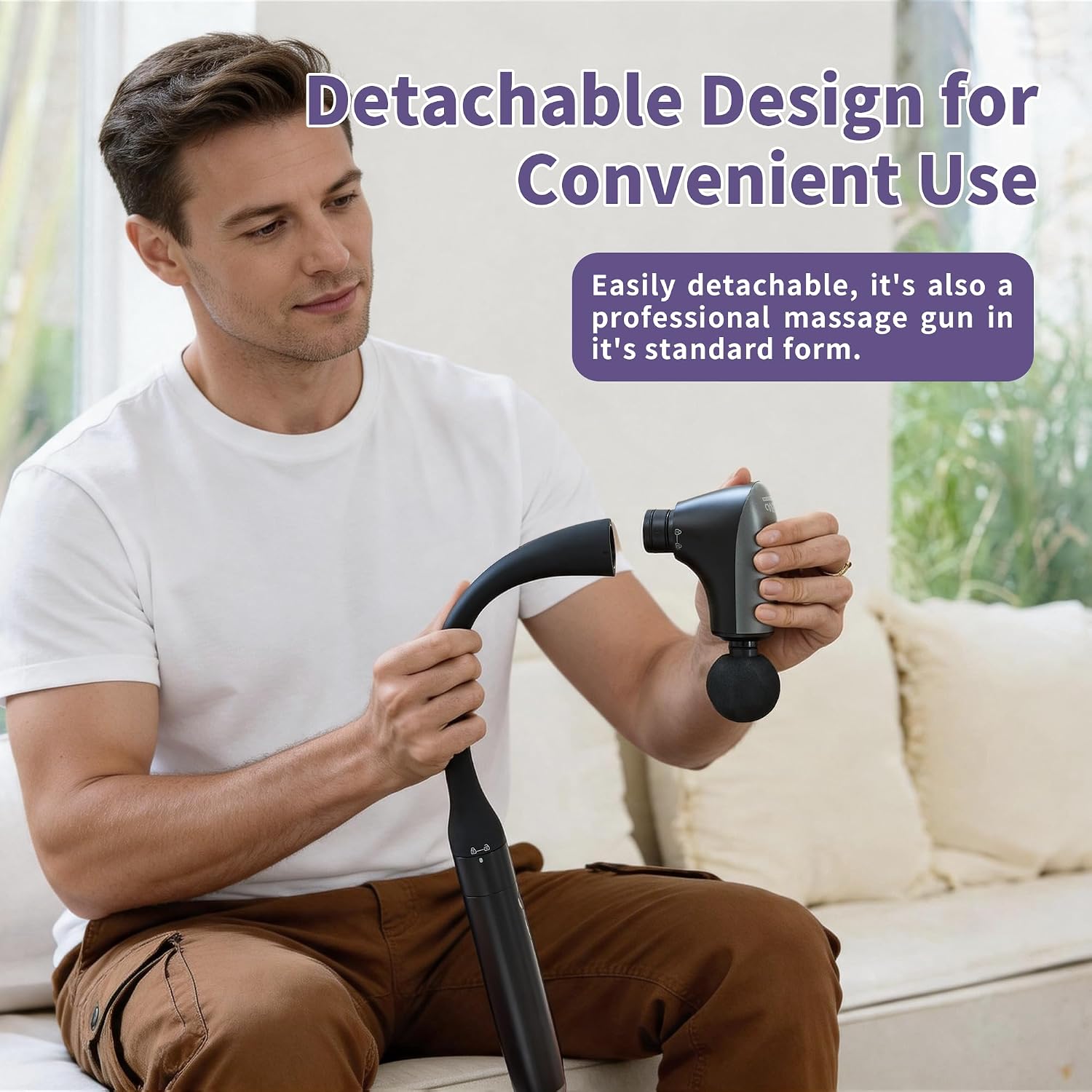 2-in-1 Detachable Muscle Massage Gun Deep Tissue with Extension Handle | Reaches your entire back solo, back and neck massager for pain relief, handheld massager for shoulder leg, fsa - hsa eligible - Image 4