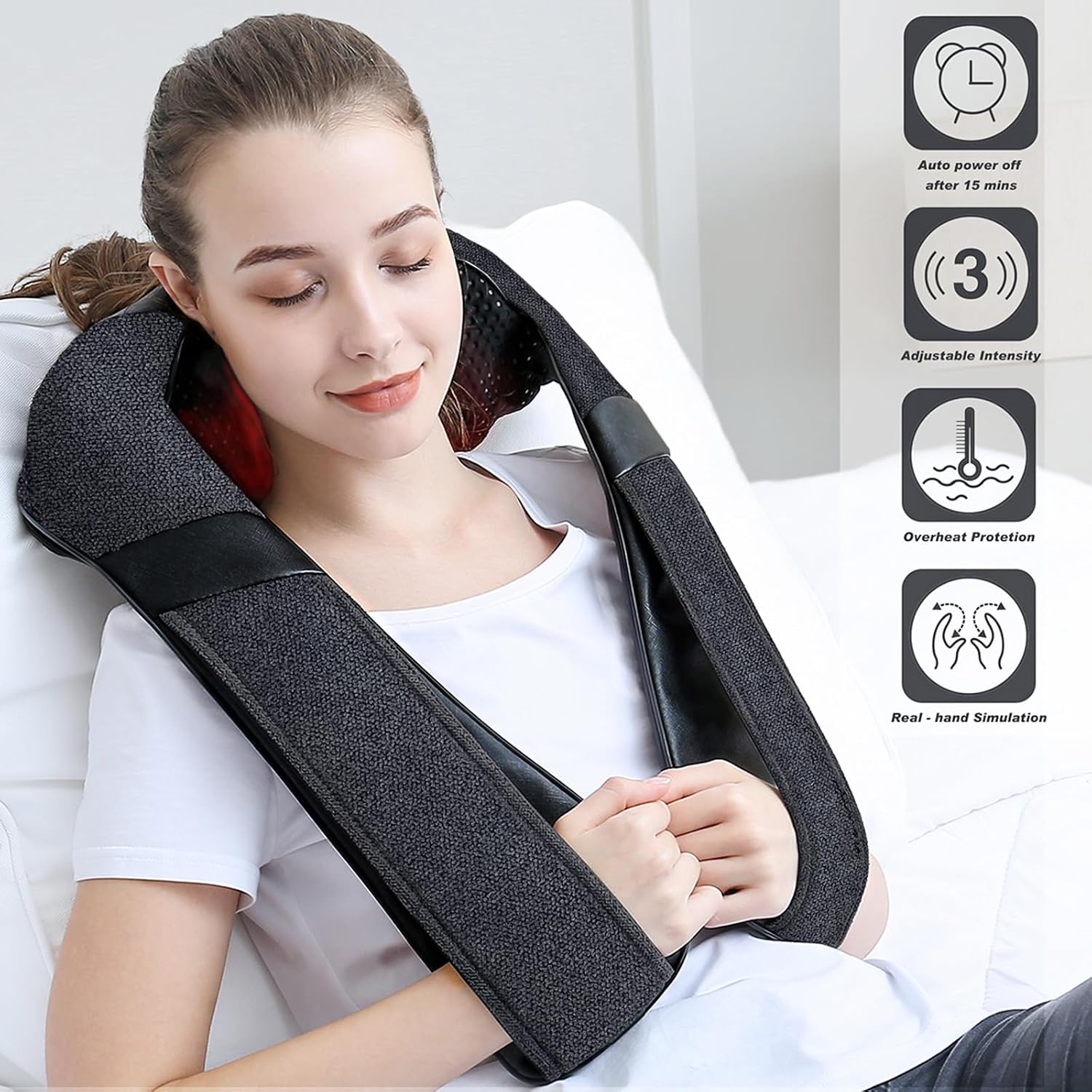 Mirakel Heat Neck Massager for Pain Relief Deep Tissue - Gift for Women Men | Ergonomic 3D kneading nodes, corded design, auto shutoff, Christmas ideal gifts for relaxing use at home, office, or travel - Image 2