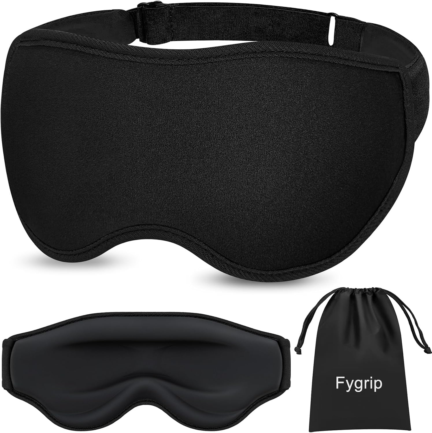 3D Eye Mask Sleep Mask for Men & Women, Black | 100% Pressure-Free & Light Block-Out Eye Mask for Sleep with Easy Adjustable Strap, Night Eye Cover for Travel