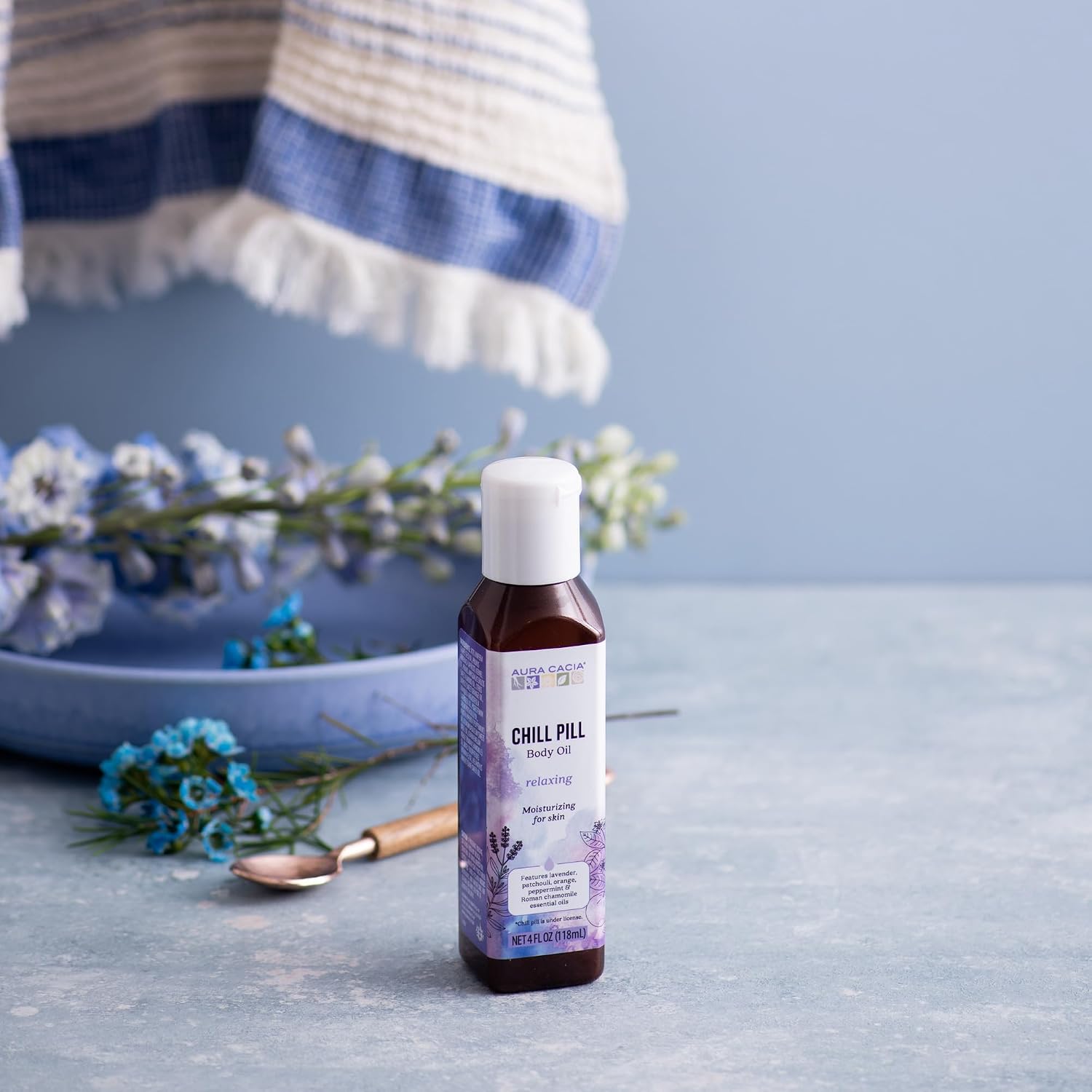 Aura Cacia Aromatherapy Body Oil, Chill Pill - Body Moisturizer with Relaxing Essential Oils for Daily Skin Care and Aromatic Indulgence | 4 Ounce (Pack of 1) - Image 2