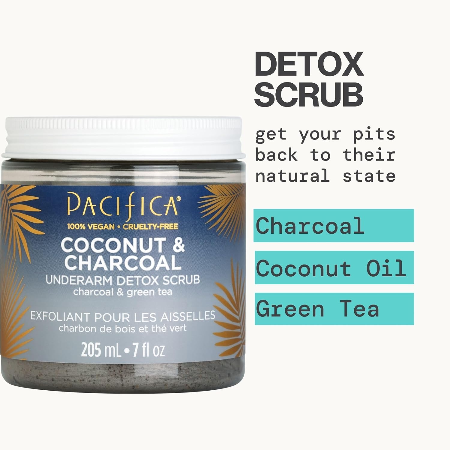 Pacifica Underarm Body Scrub - Armpit Detox Coconut & Charcoal Deodorant– Exfoliating & Nourishing for Natural Deodorant Users – Aluminum-Free & Safe for Sensitive Skin, Vegan & Cruelty-Free, 7 fl oz - Image 4