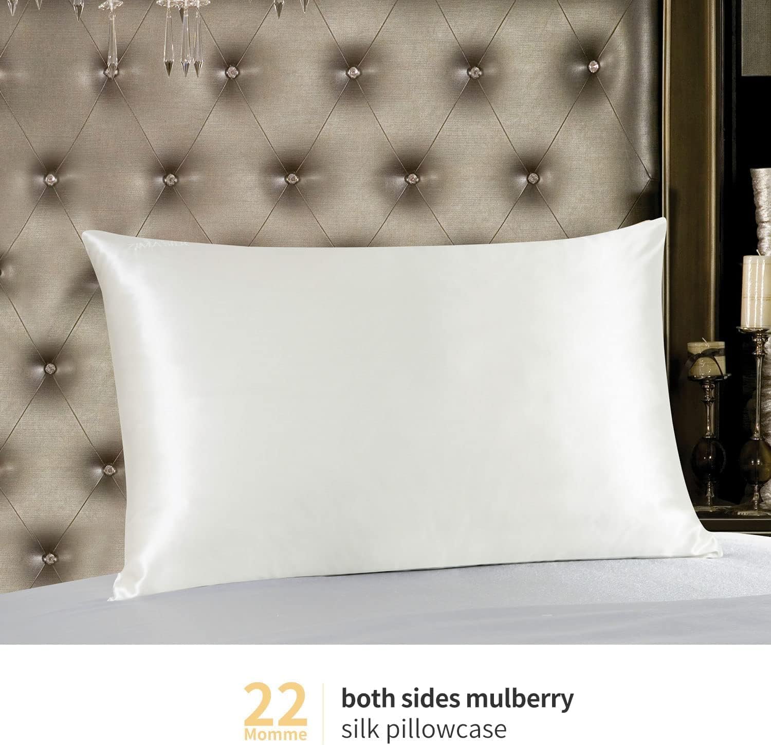 ZIMASILK 22 Momme 100% Silk Pillowcase for Hair and Skin, Ivory, Standard | Pure Mulberry Silk Pillow Cases, Grade 6A Luxury, Hidden Zipper, Soft & Smooth, Gift Box, 1pc (Standard 20"x26") - Image 2