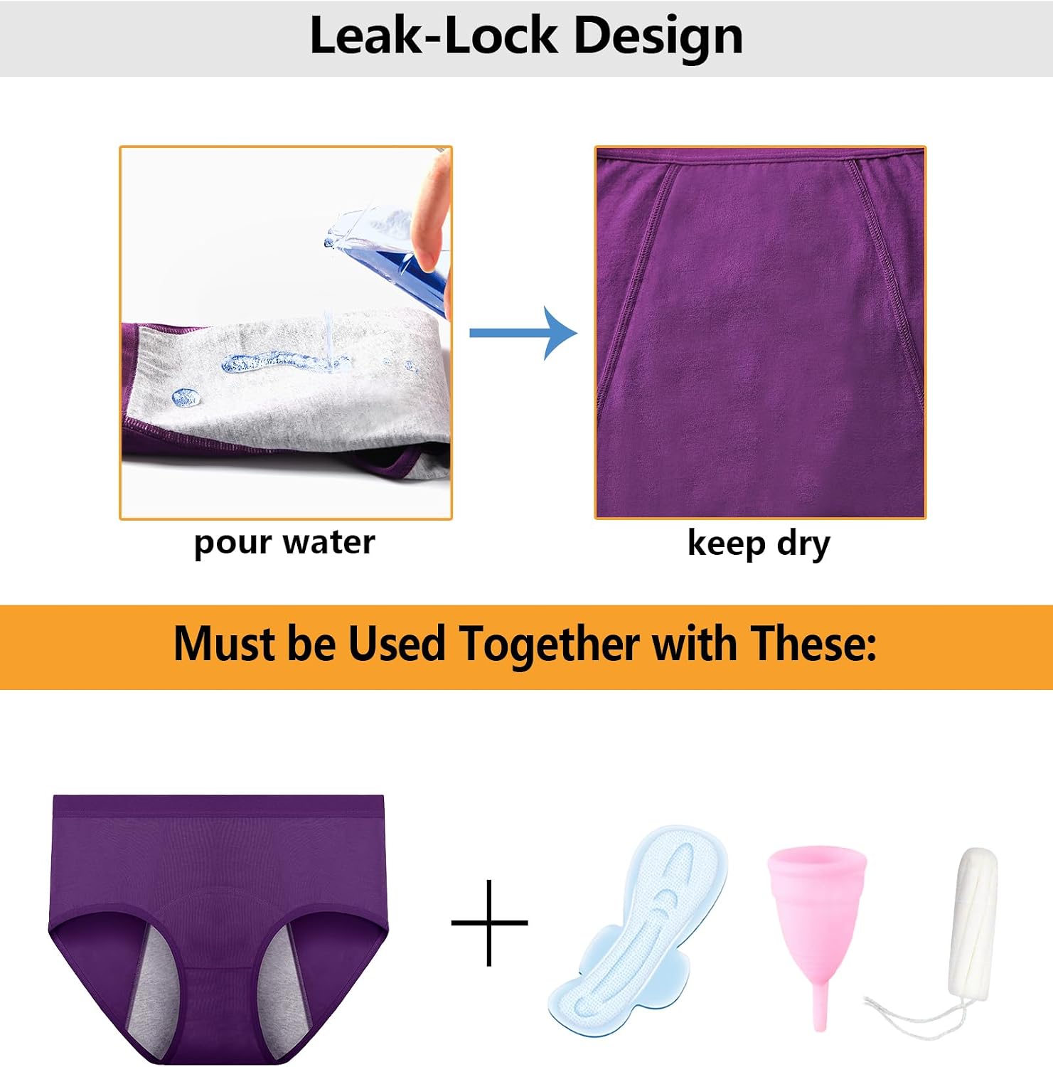 JojoQueen Period Underwear for Women Menstrual Panties Cotton Postpartum Easy Clean Teens Brief - Image 3