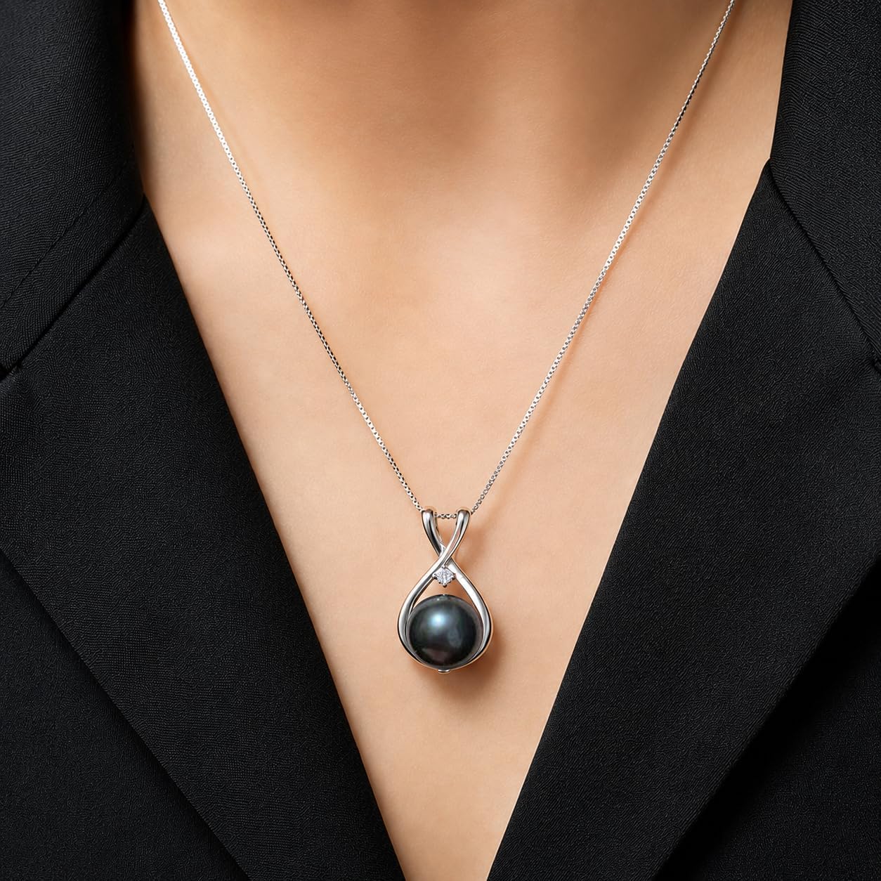 NONNYL Gifts for Wife Women Anniversary-Tahitian Black Pearl Necklace-Mom Girlfriend Her Fine Jewelry Mothers Day Valentines Christmas Birthdays Gift - Image 3