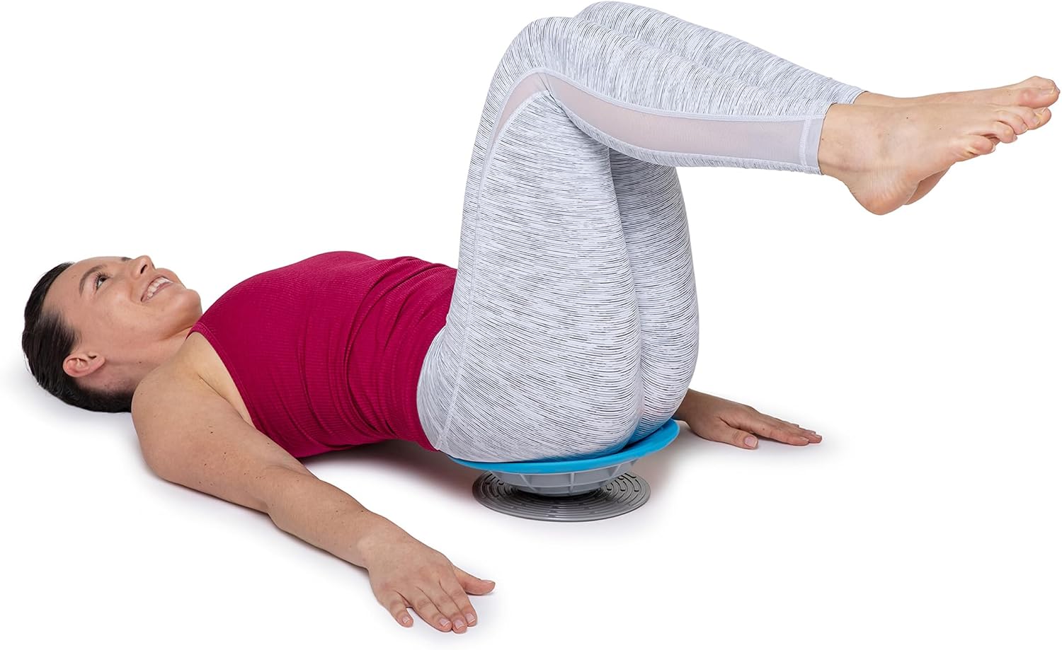 OPTP Pelvic Rocker Core Trainer, Pelvic Floor Training Disc, Blue, 3" x 11" | Core stability & pelvic floor training balance disc & base, hip mobility trainer, SI joint support, pelvic clock exercises - Image 3