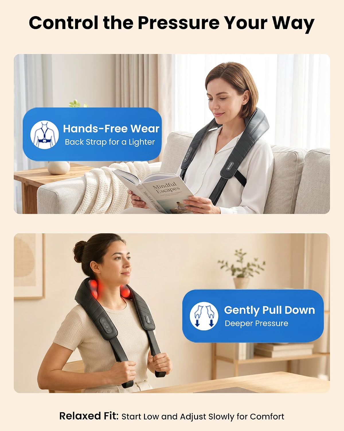 COMFIER Cordless Neck and Shoulder Massager with Heat, Wearable 4D Shiatsu Deep Tissue Kneading for Desk Workers and Drivers, Hands-Free Straps, FSA Eligible HSA Gift,Midnight Black - Image 7