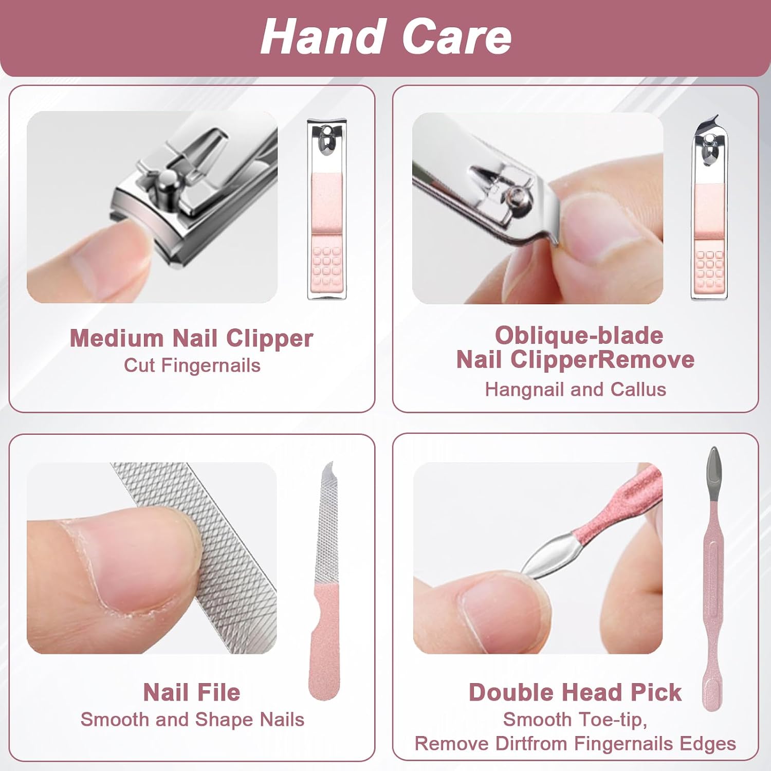 WOXVM Premium Manicure Set, 7 in 1 Professional Nail Clippers Scissors Pedicure Kit, Stainless Steel Cuticle Nail Care Tools with Luxurious Travel Case, Portable Manicure Grooming Kit Gift for Women - Image 4
