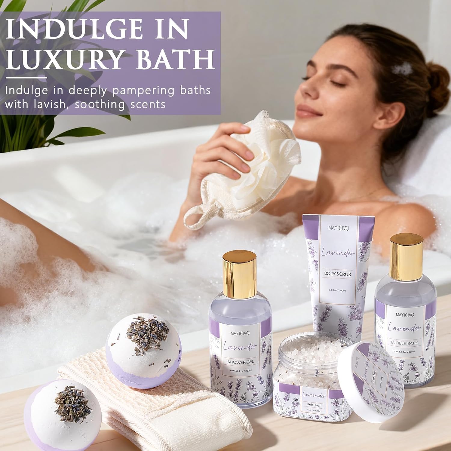 Birthday Gifts for Women Spa Gift Baskets Bath Set for Women Self Care Kit | Lavender Home Bath and Body Kit Spa Care Package, Christmas Anniversary Gifts for Women Mom Her Wife Girlfriend Friend Sister - Image 8
