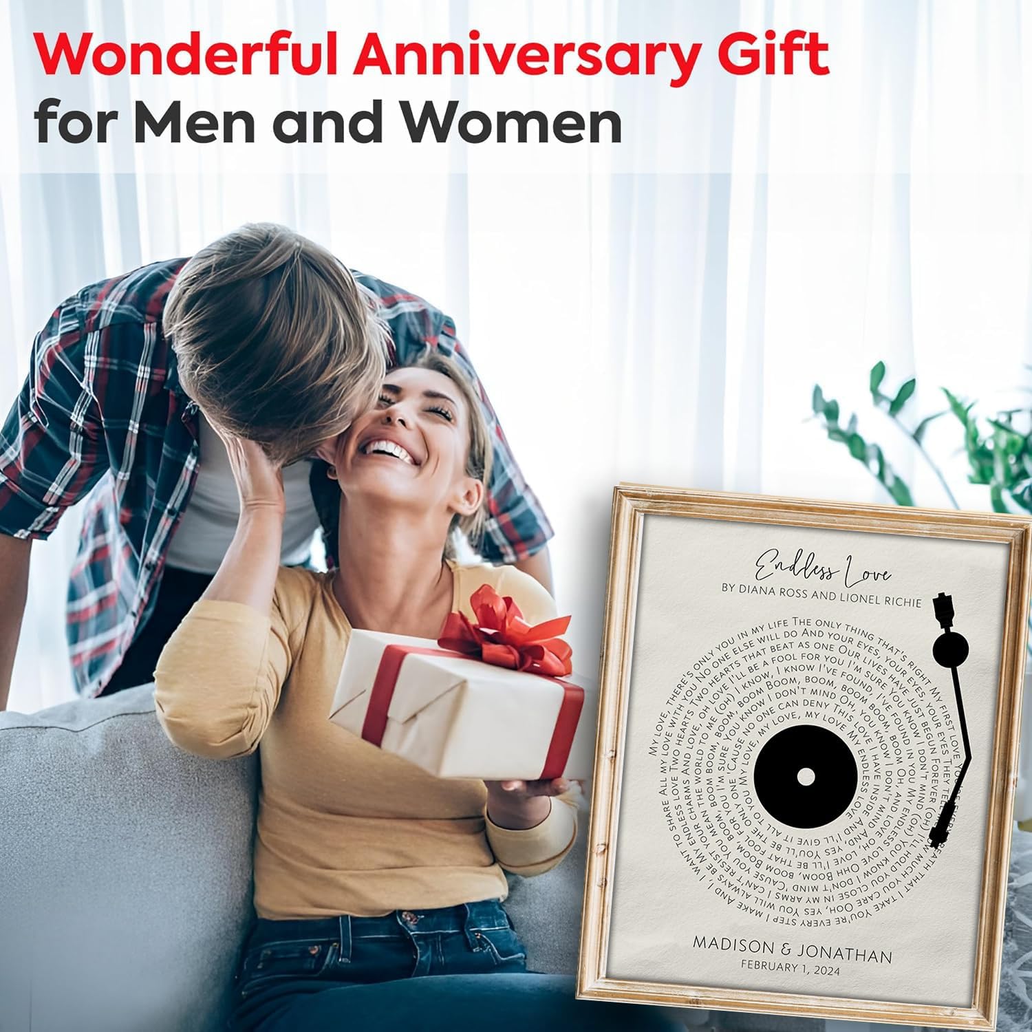 DREAM BIG PRINTABLES Customizable Couples Song Lyrics Art Print | Personalized Wall Art with Your Favorite Song | Names and Date | Unique Romantic Gift for Anniversary | Wedding | or Valentine’s Day - Image 2