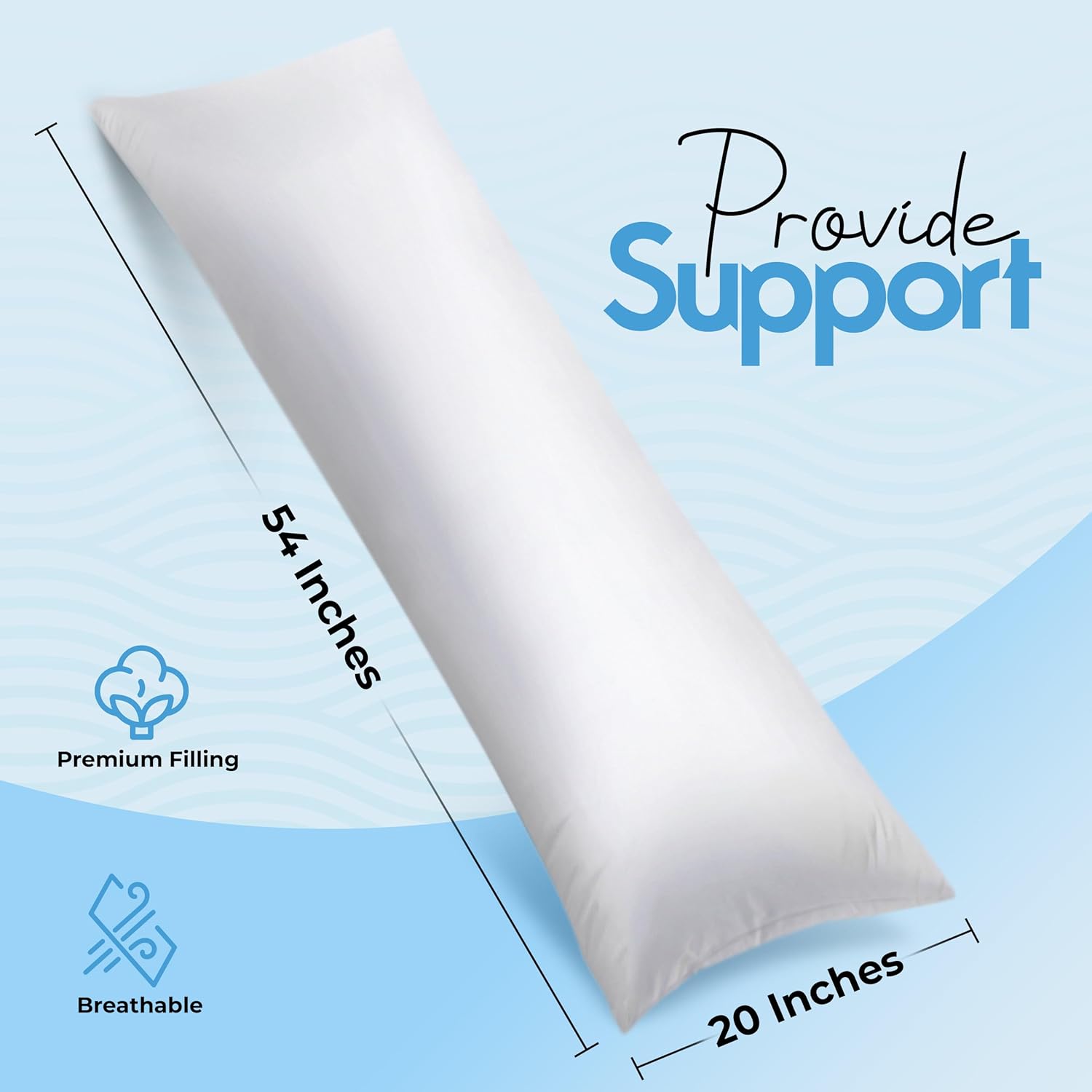 Utopia Bedding Full Body Pillow for Side Sleeper, White Long Pillow for Bed | Large Body pillows for Adults, Plush Support, Pregnancy Pillow Insert for sleeping, helps maintain body contour, 20x54 inches - Image 2