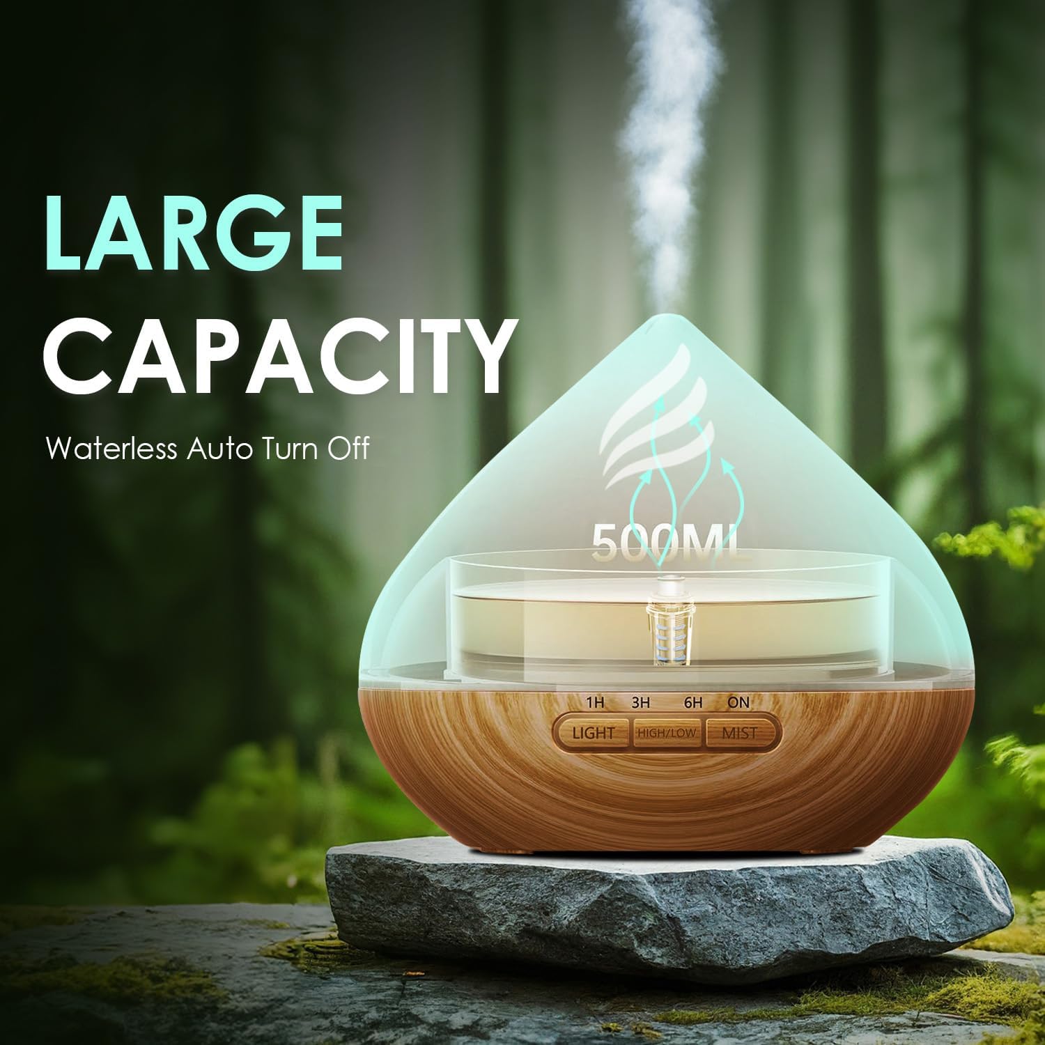 500ML Essential Oil Scent Diffuser: Remote Control &14 Colors LED for Home | Aroma Diffuser with Ultra-Quiet Cool Mist - Aromatherapy Diffuser Offers Auto Shut-Off & Timer for Bedroom or Office - Image 2