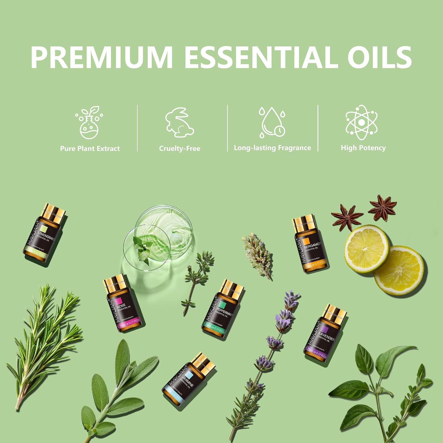 MAYJAM Tea Tree 20 Pcs Pure Essential Oil Gift Set, for Diffuser, Humidifiers, Skin Care, Massage, Fragrance Oil Scent for DIY Candle and Soap Making, Gift for Friend (5ML) - Image 3