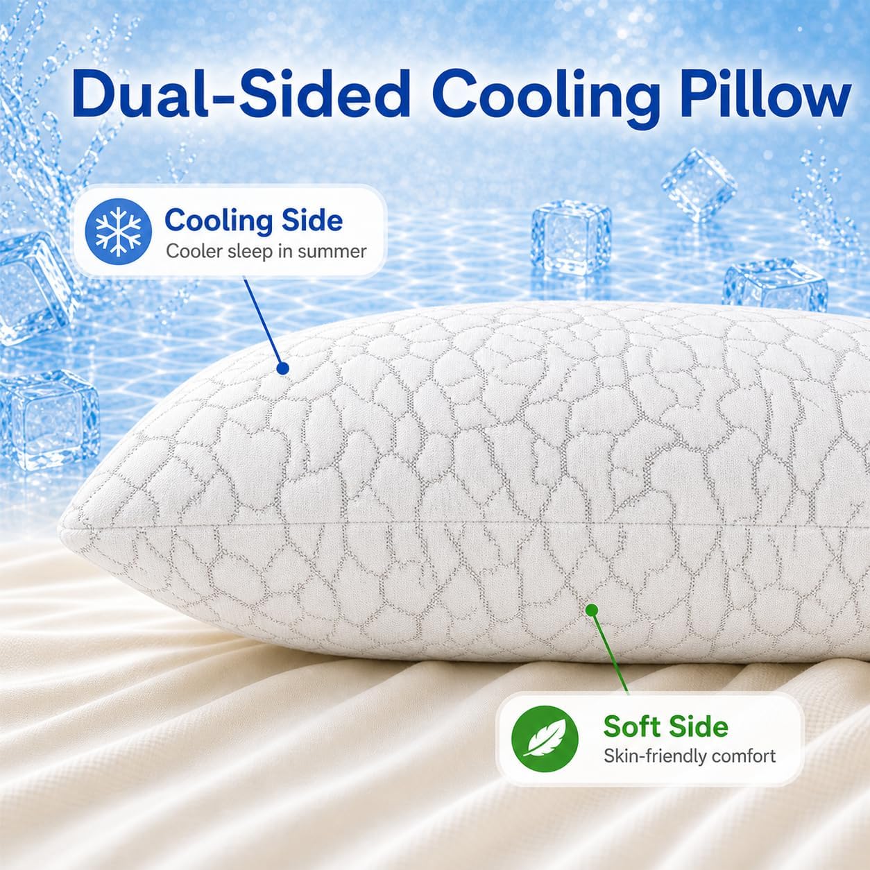 Cooling Pillows Queen Size Set of 2, Memory Foam Firm Bed Pillows | Adjustable, For Hot Sleeper, Side Back Stomach Sleeping, Cold Pillow, Neck and Shoulder Pain Relief, Removable Washable Cover - Image 2